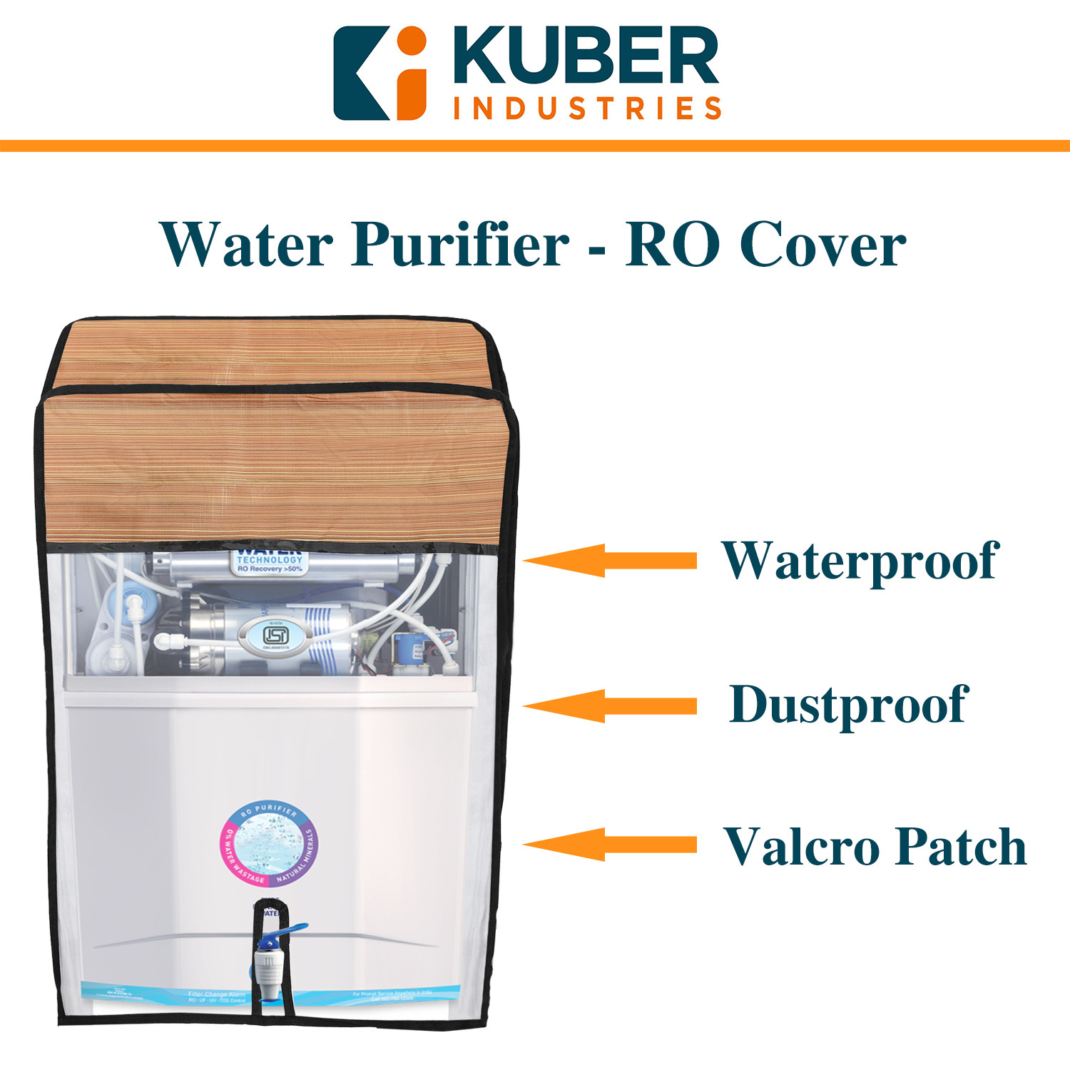Kuber Industries PVC Wooden Print Water Purifier RO Cover For Home & Kitchen (Light Brown) 54KM4146