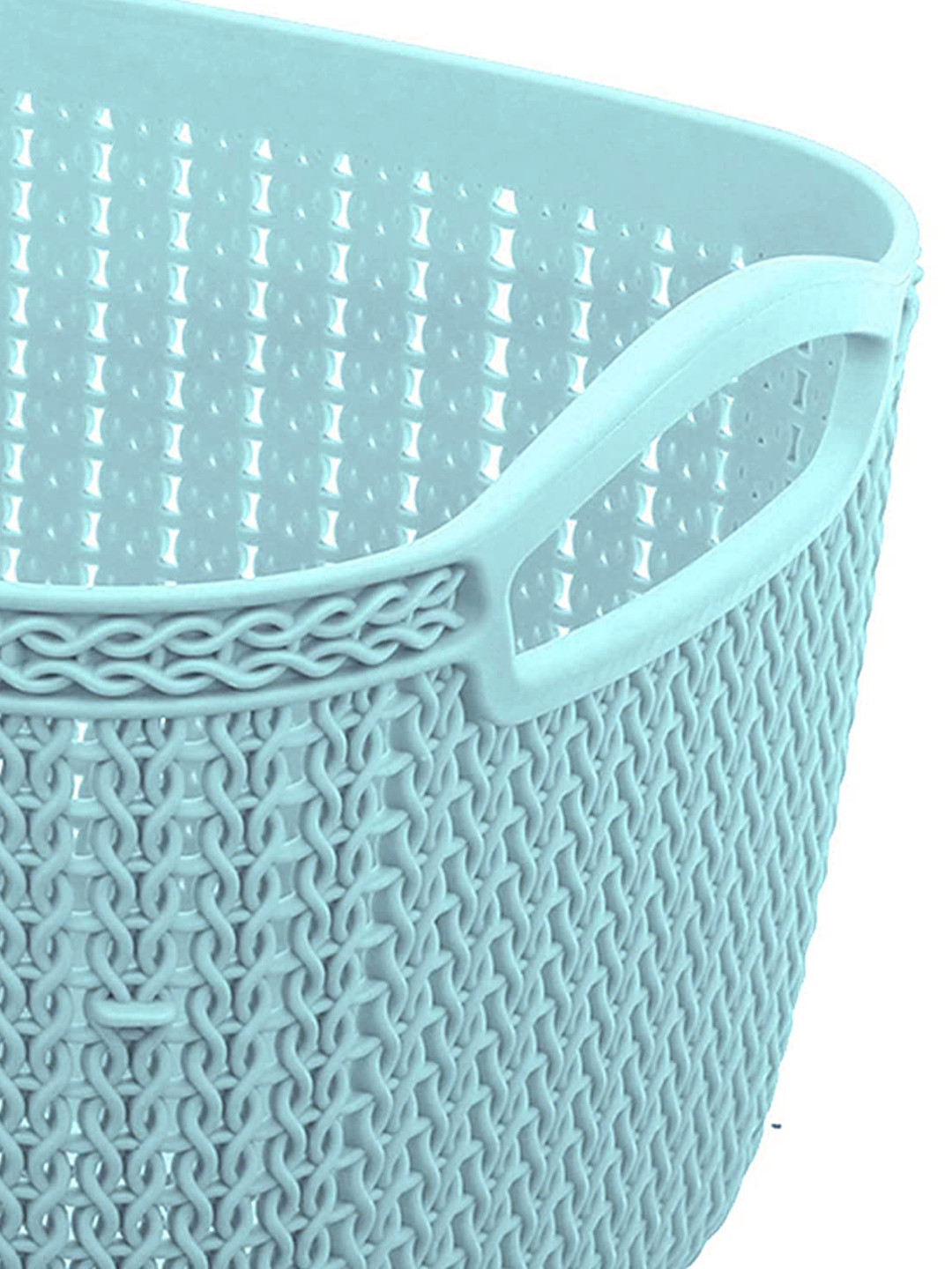 Kuber Industries Q-5 Unbreakable Plastic 3 Pieces Multipurpose Medium Size Flexible Storage Baskets/Fruit Vegetable Bathroom Stationary Home Basket with Handles (Light Green & Light Blue & Grey)