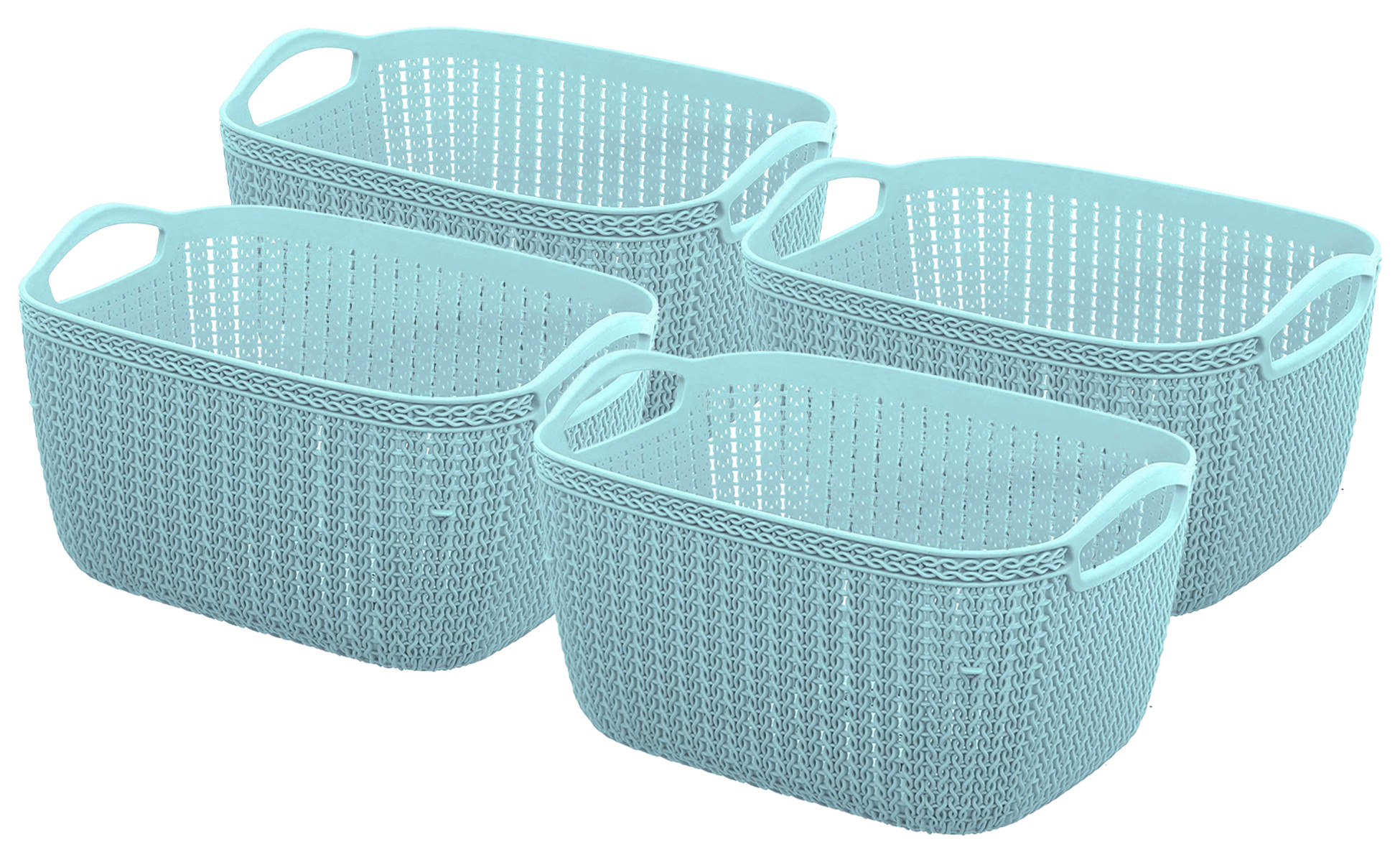 Kuber Industries Q-5 Unbreakable Plastic Multipurpose Medium Size Flexible Storage Baskets/Fruit Vegetable Bathroom Stationary Home Basket with Handles (Light Blue)