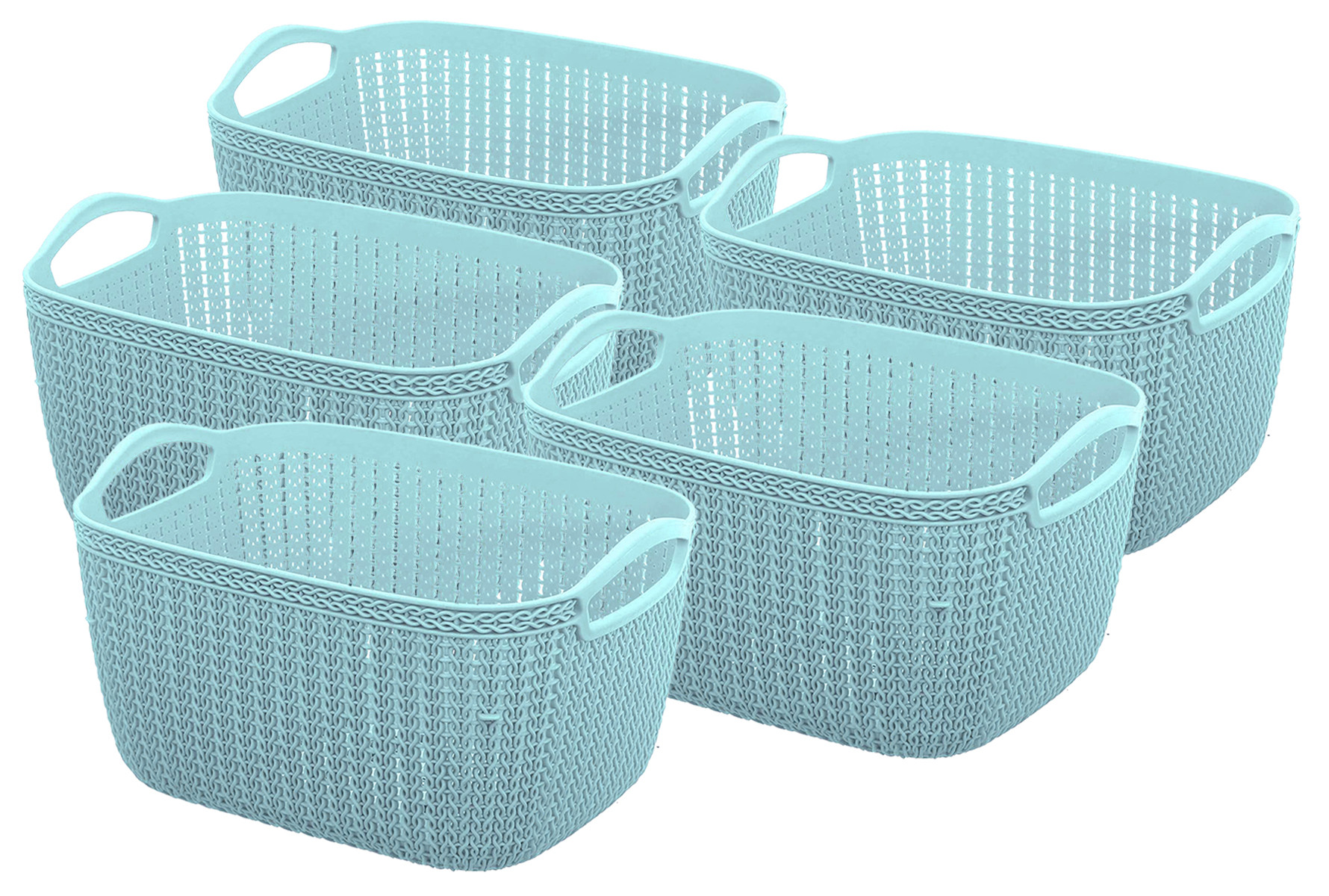 Kuber Industries Q-5 Unbreakable Plastic Multipurpose Medium Size Flexible Storage Baskets/Fruit Vegetable Bathroom Stationary Home Basket with Handles (Light Blue)