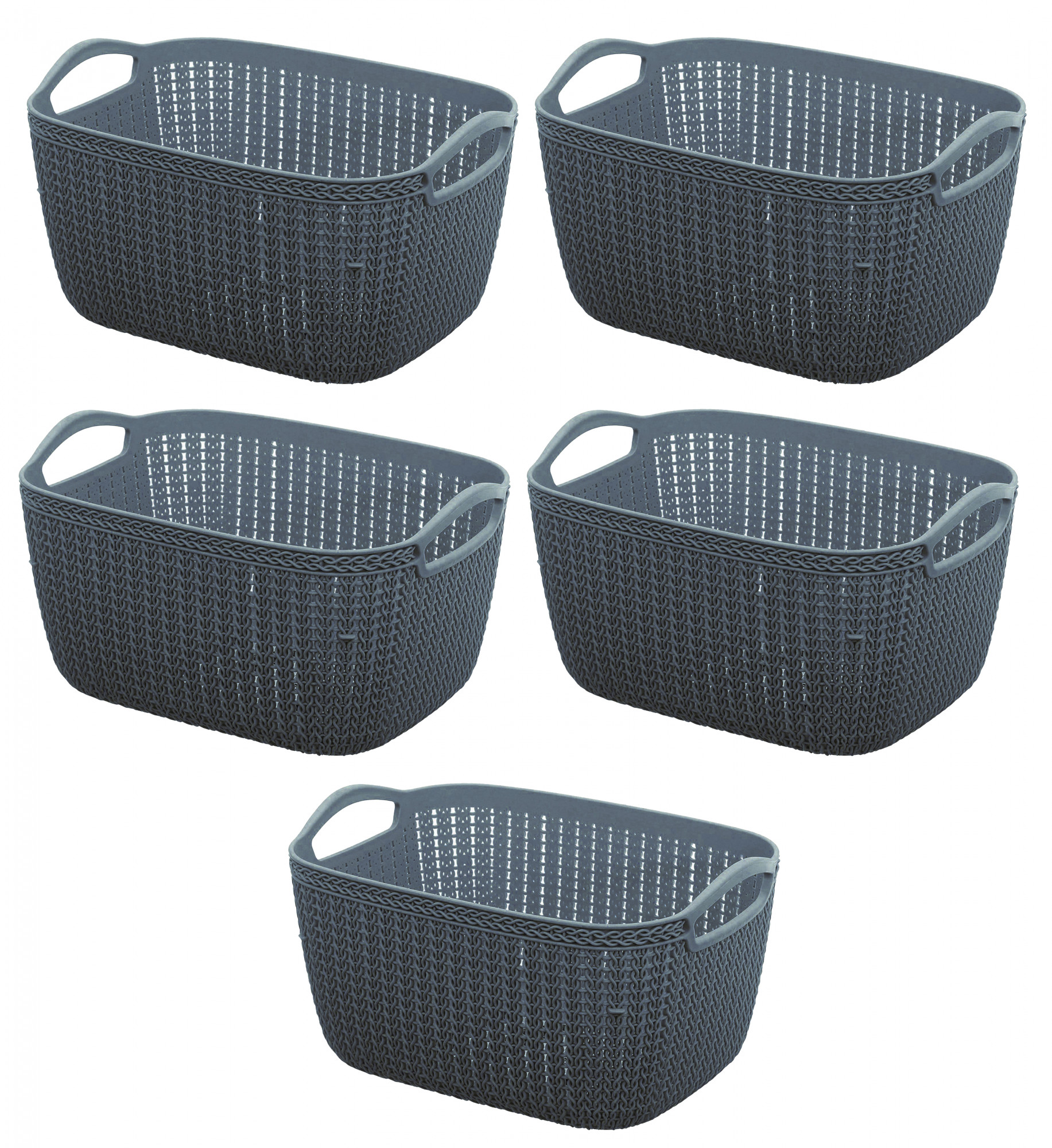 Kuber Industries Q-5 Unbreakable Plastic Multipurpose Medium Size Flexible Storage Baskets/Fruit Vegetable Bathroom Stationary Home Basket with Handles (Grey)