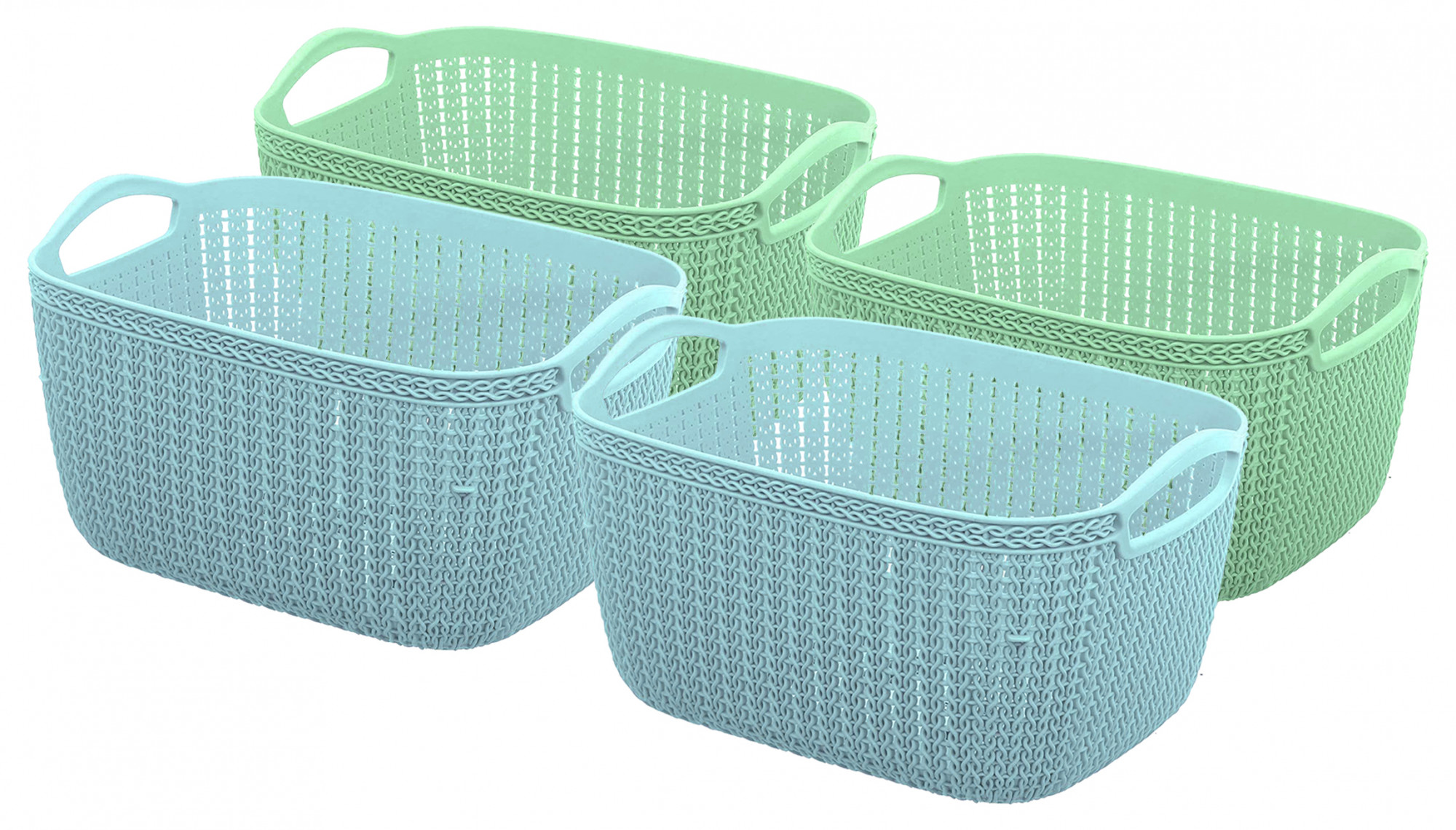 Kuber Industries Q-5 Unbreakable Plastic Multipurpose Medium Size Flexible Storage Baskets/Fruit Vegetable Bathroom Stationary Home Basket with Handles (Light Green & Light Blue)