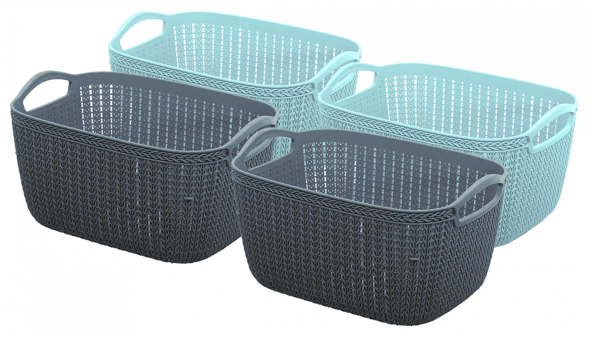 Kuber Industries Q-5 Unbreakable Plastic Multipurpose Medium Size Flexible Storage Baskets/Fruit Vegetable Bathroom Stationary Home Basket with Handles (Light Blue & Grey)