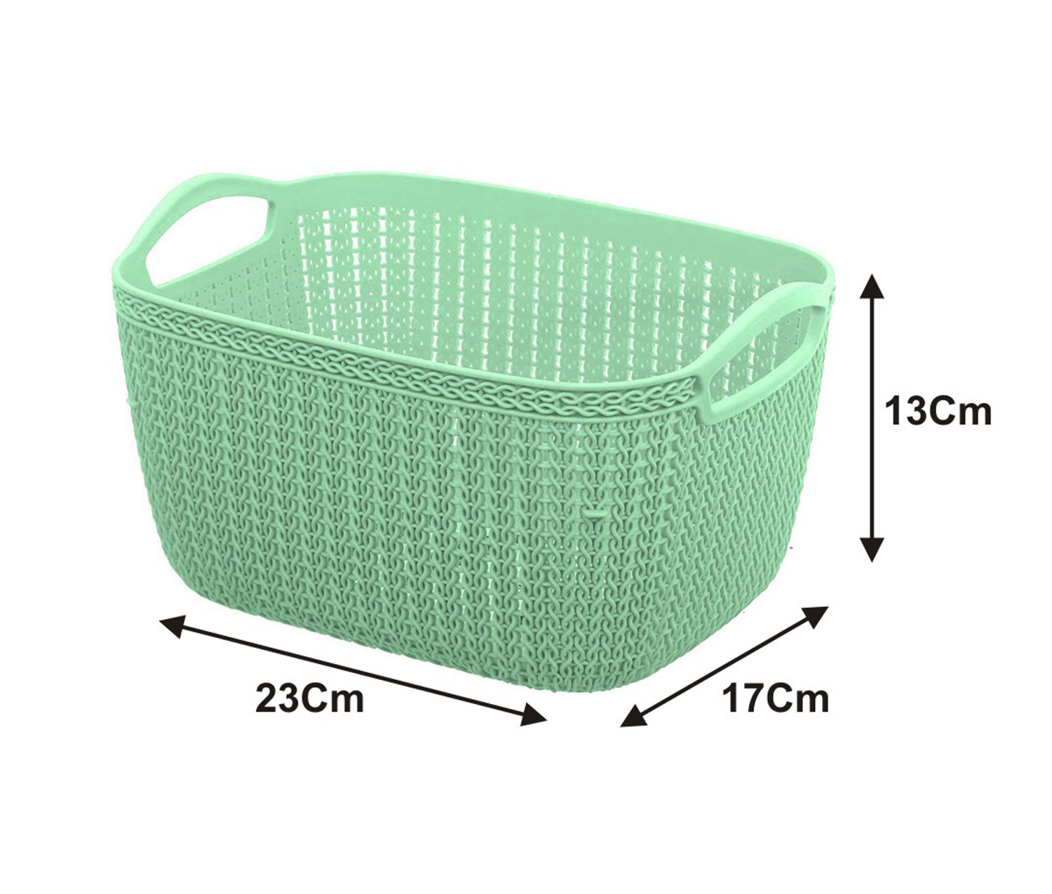 Kuber Industries Q-5,6 Unbreakable Plastic Multipurpose Large & Medium Size Flexible Storage Baskets/Fruit Vegetable Bathroom Stationary Home Basket with Handles (Light Green)