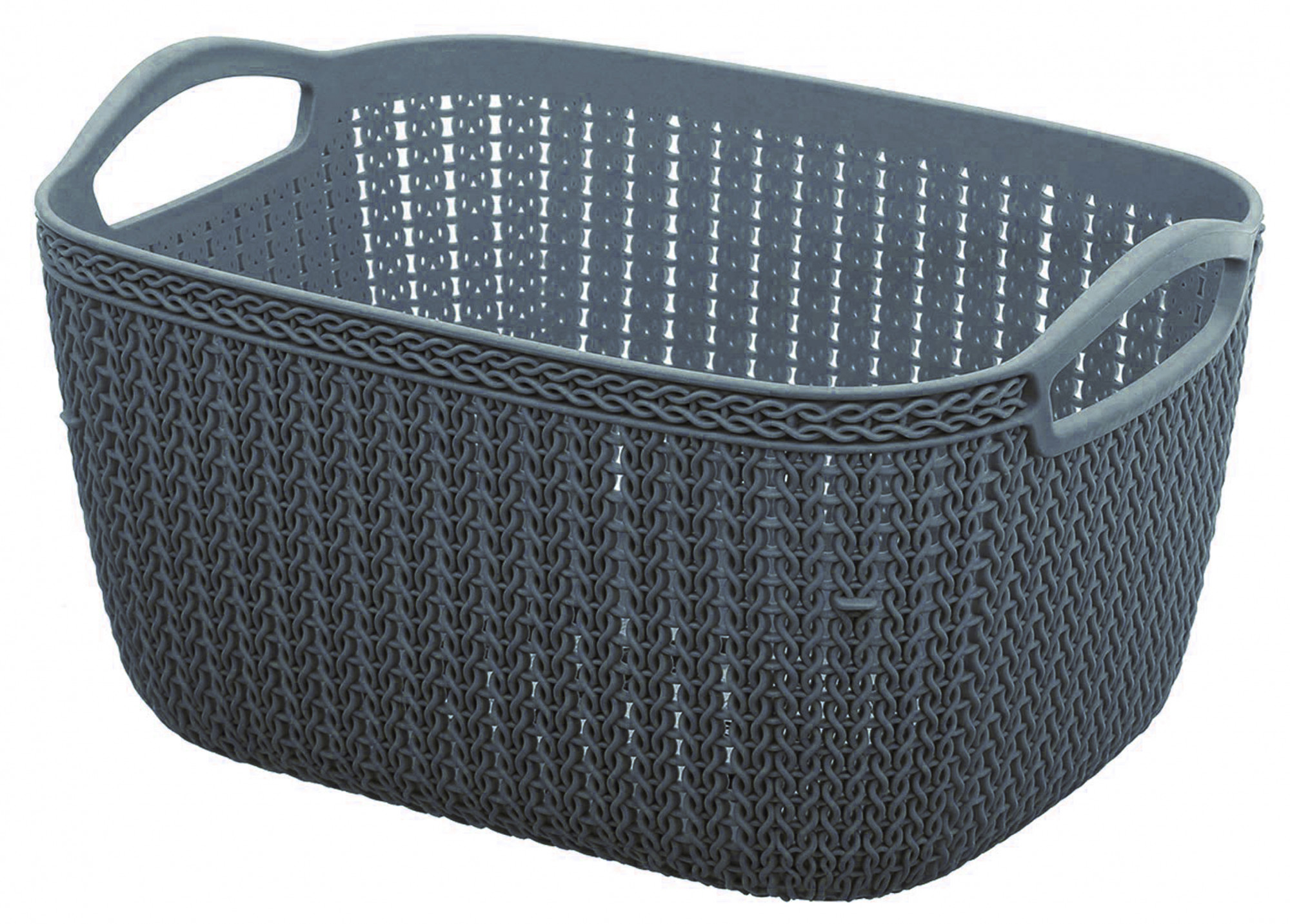 Kuber Industries Q-5,6 Unbreakable Plastic Multipurpose Large & Medium Size Flexible Storage Baskets/Fruit Vegetable Bathroom Stationary Home Basket with Handles (Grey)
