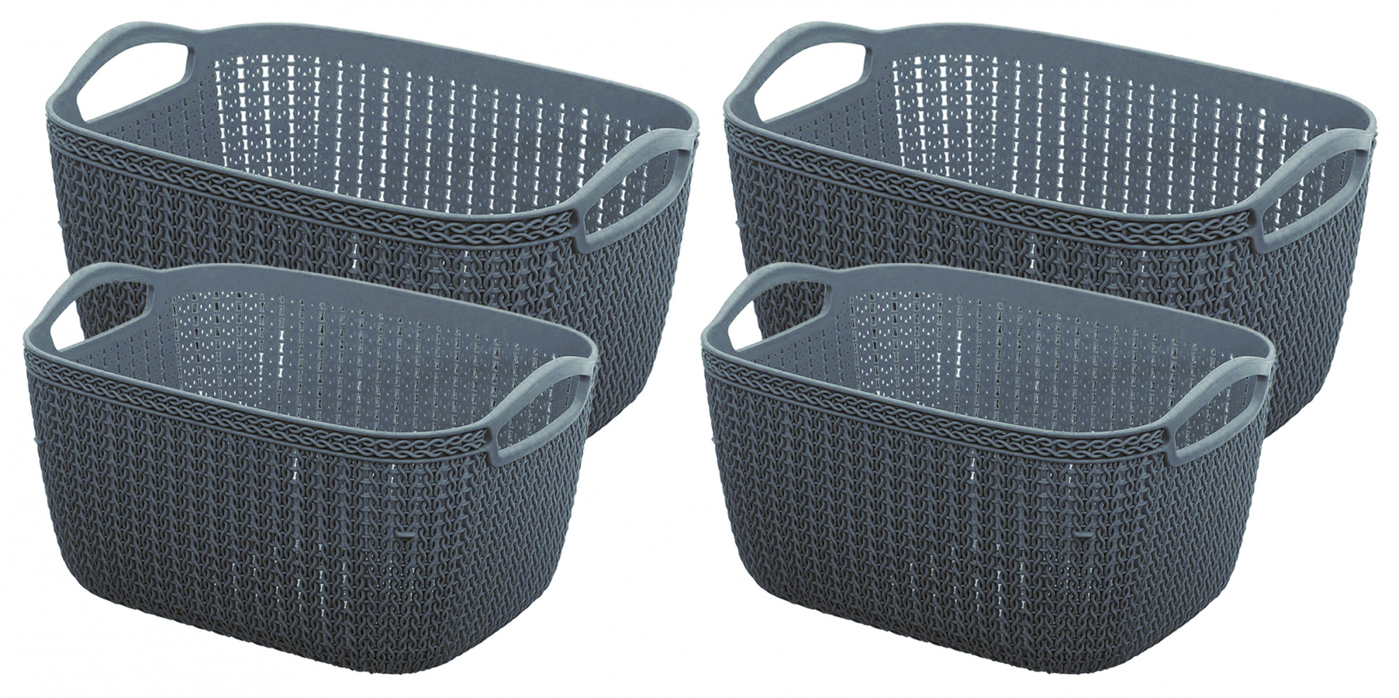 Kuber Industries Q-5,6 Unbreakable Plastic Multipurpose Large & Medium Size Flexible Storage Baskets/Fruit Vegetable Bathroom Stationary Home Basket with Handles (Grey)