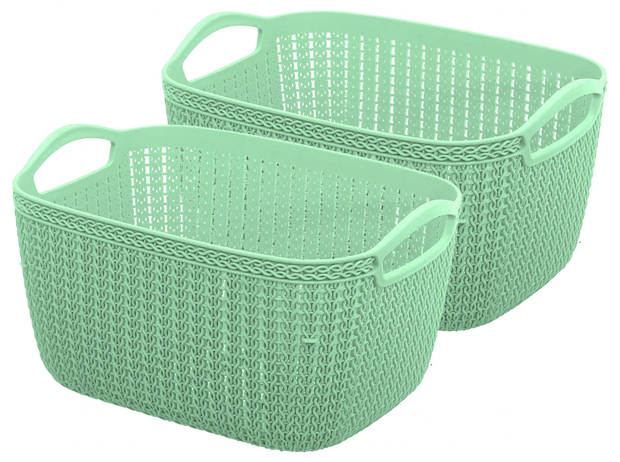 Kuber Industries Q-6 Unbreakable Plastic Multipurpose Large Size Flexible Storage Baskets/Fruit Vegetable Bathroom Stationary Home Basket with Handles (Light Green)