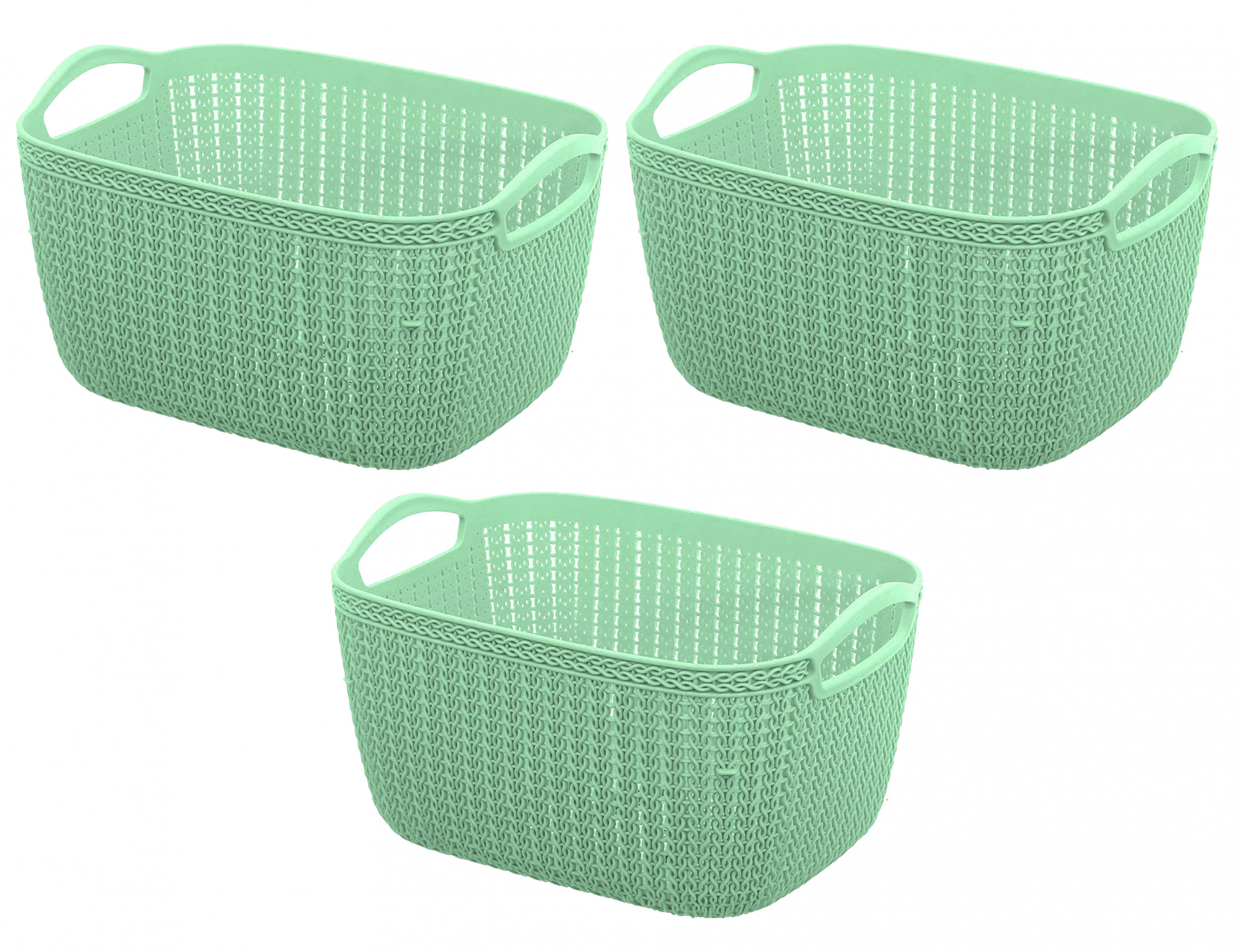 Kuber Industries Q-6 Unbreakable Plastic Multipurpose Large Size Flexible Storage Baskets/Fruit Vegetable Bathroom Stationary Home Basket with Handles (Light Green)