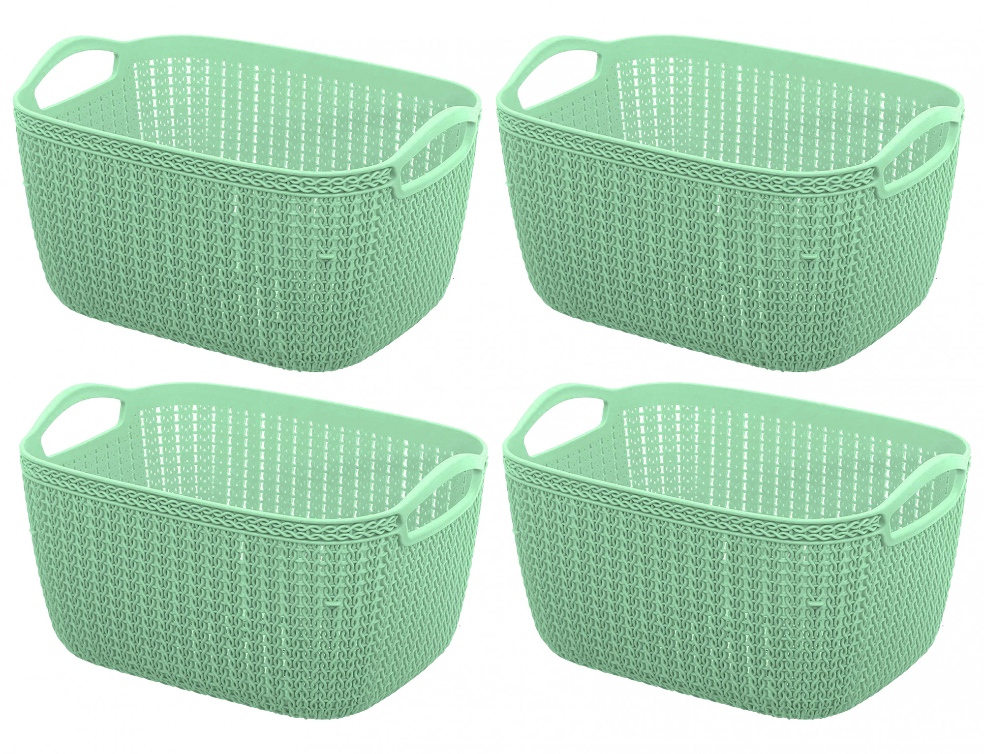 Kuber Industries Q-6 Unbreakable Plastic Multipurpose Large Size Flexible Storage Baskets/Fruit Vegetable Bathroom Stationary Home Basket with Handles (Light Green)