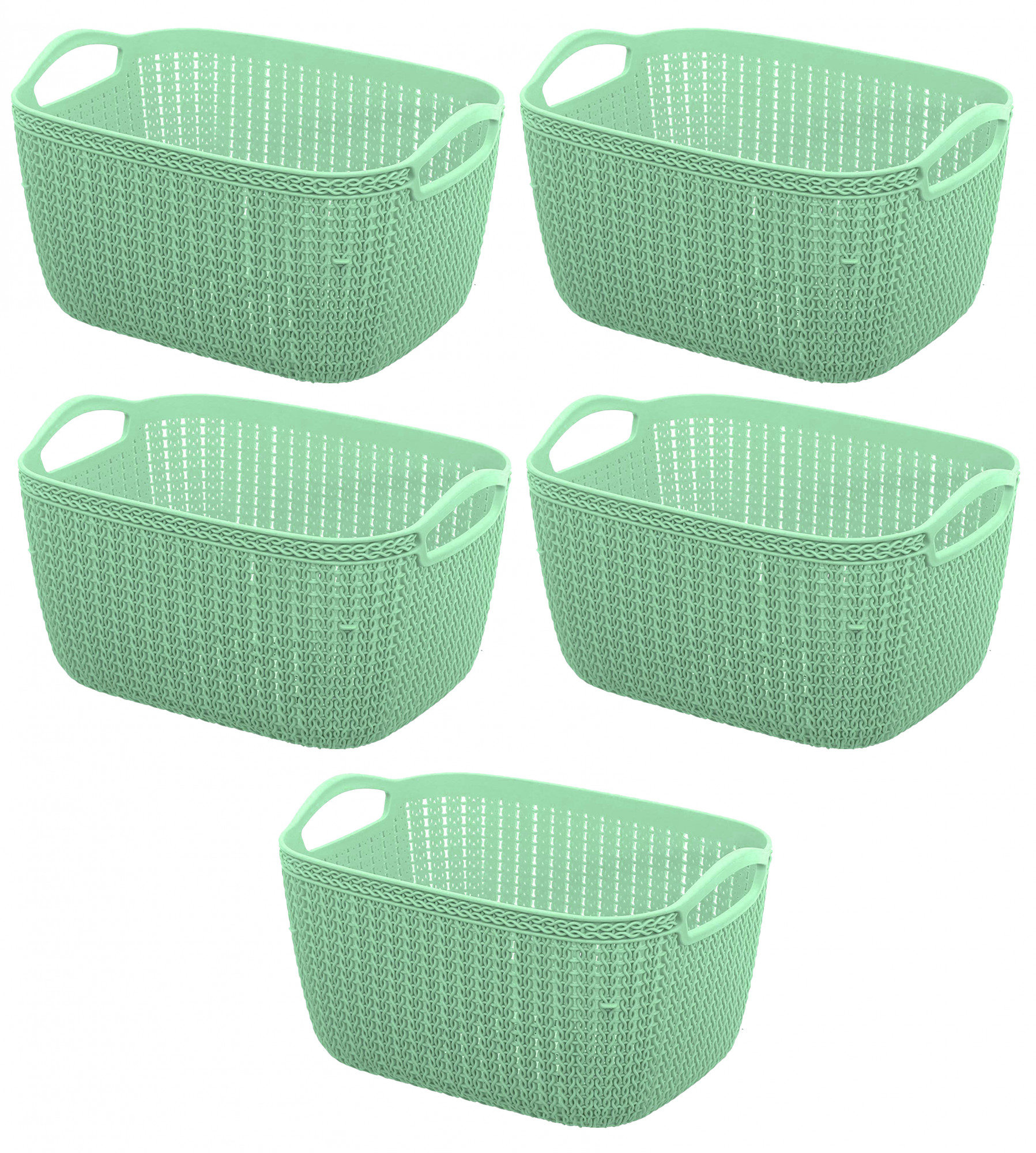 Kuber Industries Q-6 Unbreakable Plastic Multipurpose Large Size Flexible Storage Baskets/Fruit Vegetable Bathroom Stationary Home Basket with Handles (Light Green)
