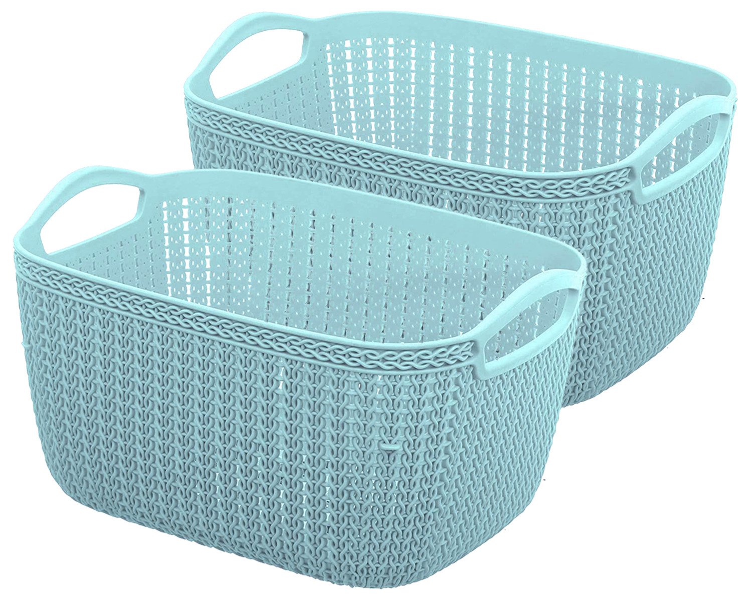 Kuber Industries Q-6 Unbreakable Plastic Multipurpose Large Size Flexible Storage Baskets/Fruit Vegetable Bathroom Stationary Home Basket with Handles (Light Blue)