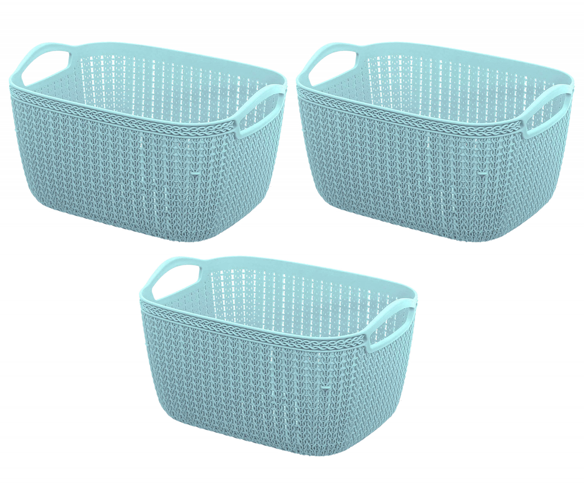 Kuber Industries Q-6 Unbreakable Plastic Multipurpose Large Size Flexible Storage Baskets/Fruit Vegetable Bathroom Stationary Home Basket with Handles (Light Blue)