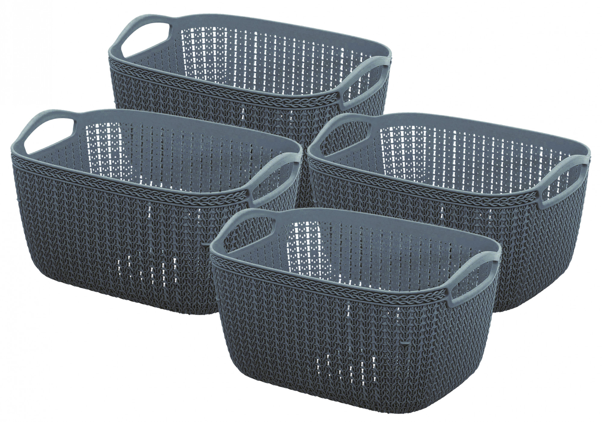 Kuber Industries Q-6 Unbreakable Plastic Multipurpose Large Size Flexible Storage Baskets/Fruit Vegetable Bathroom Stationary Home Basket with Handles (Grey)