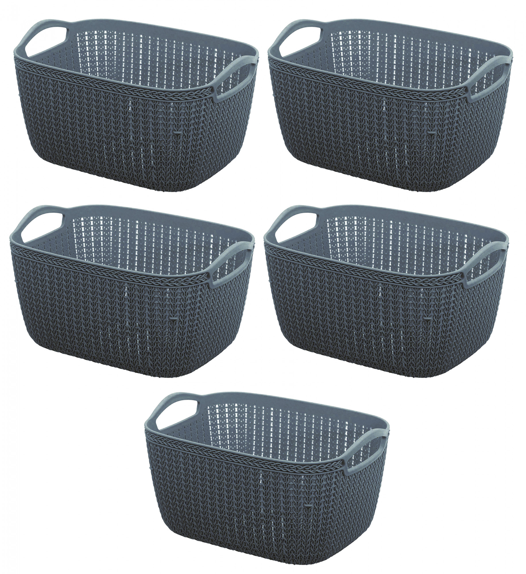 Kuber Industries Q-6 Unbreakable Plastic Multipurpose Large Size Flexible Storage Baskets/Fruit Vegetable Bathroom Stationary Home Basket with Handles (Grey)