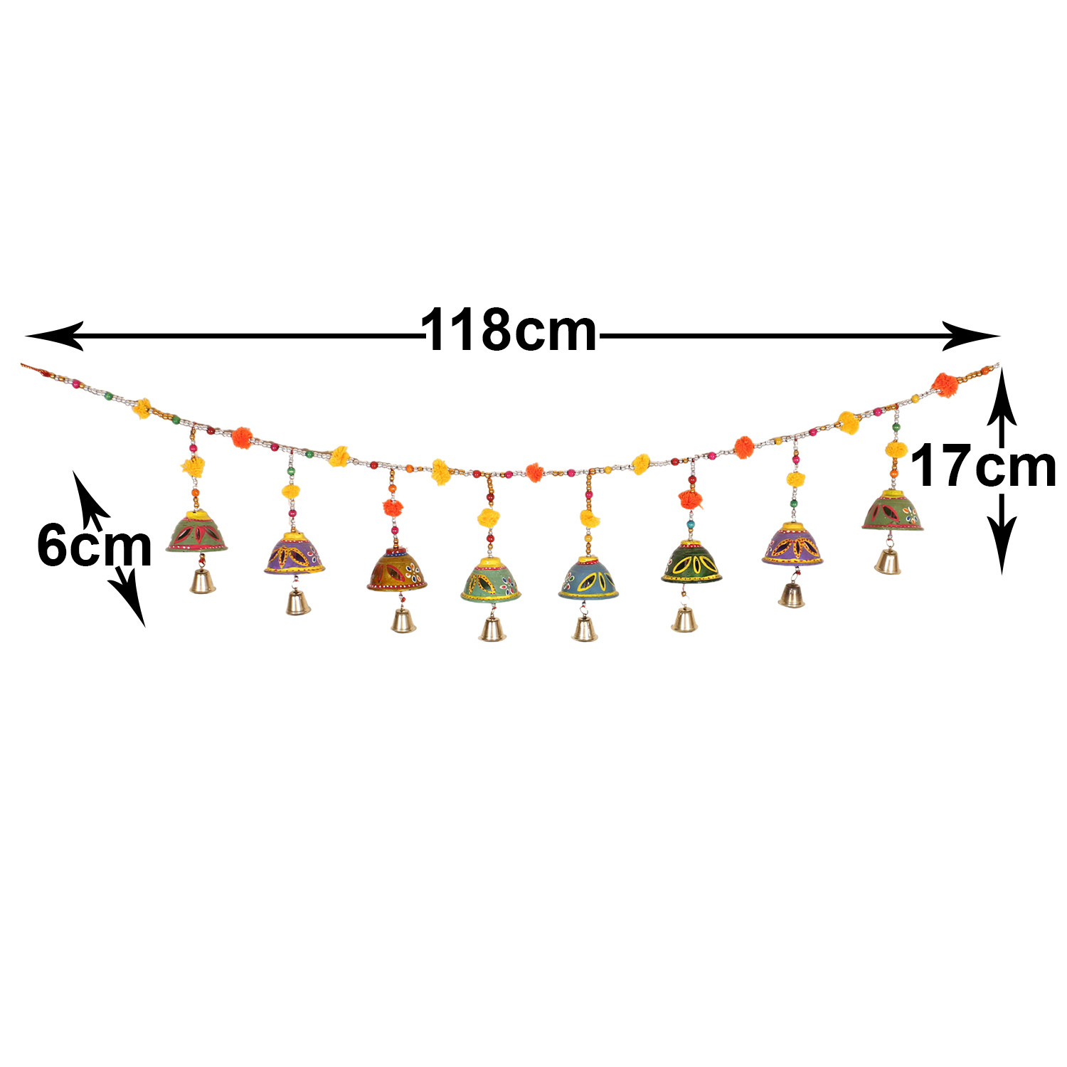 Kuber Industries Rajasthani Traditional Door Hanging 8 Bells Bandarwal|Handcrafted Windchimes|Toran For Home Decoration (Multicolor)