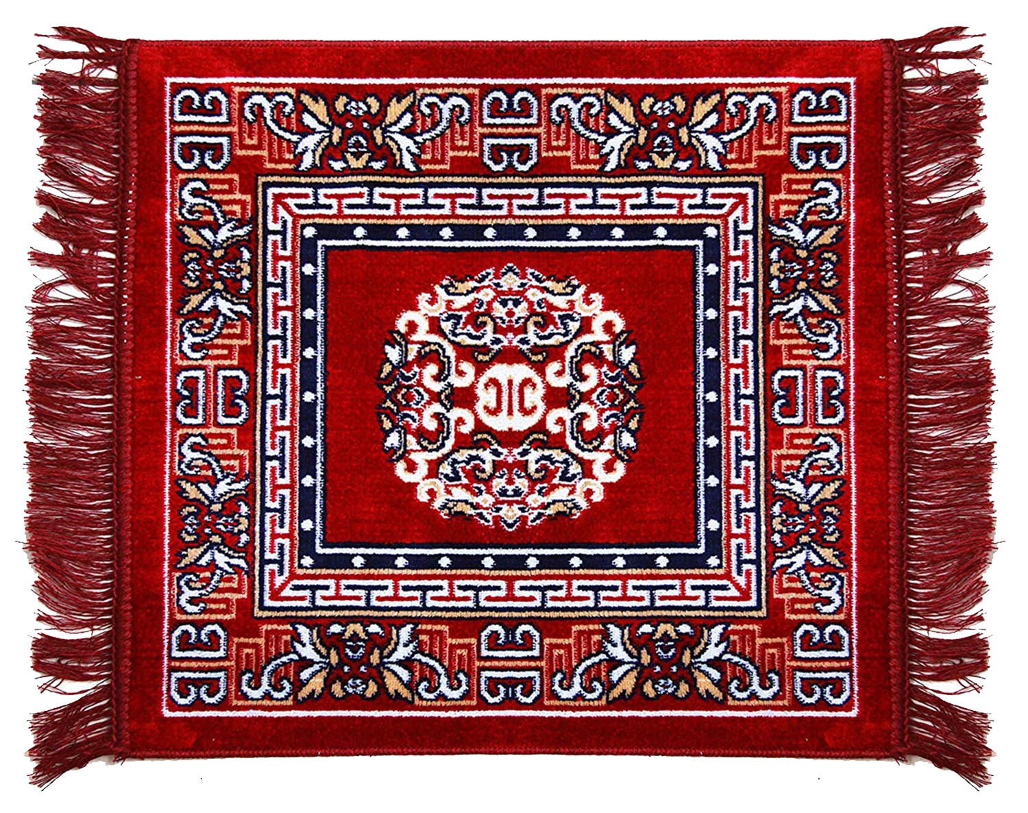Kuber Industries Rangoli Design Velvet Square Pooja Mat/Aasan/Meditation Mat/Prayer Mat (Maroon)