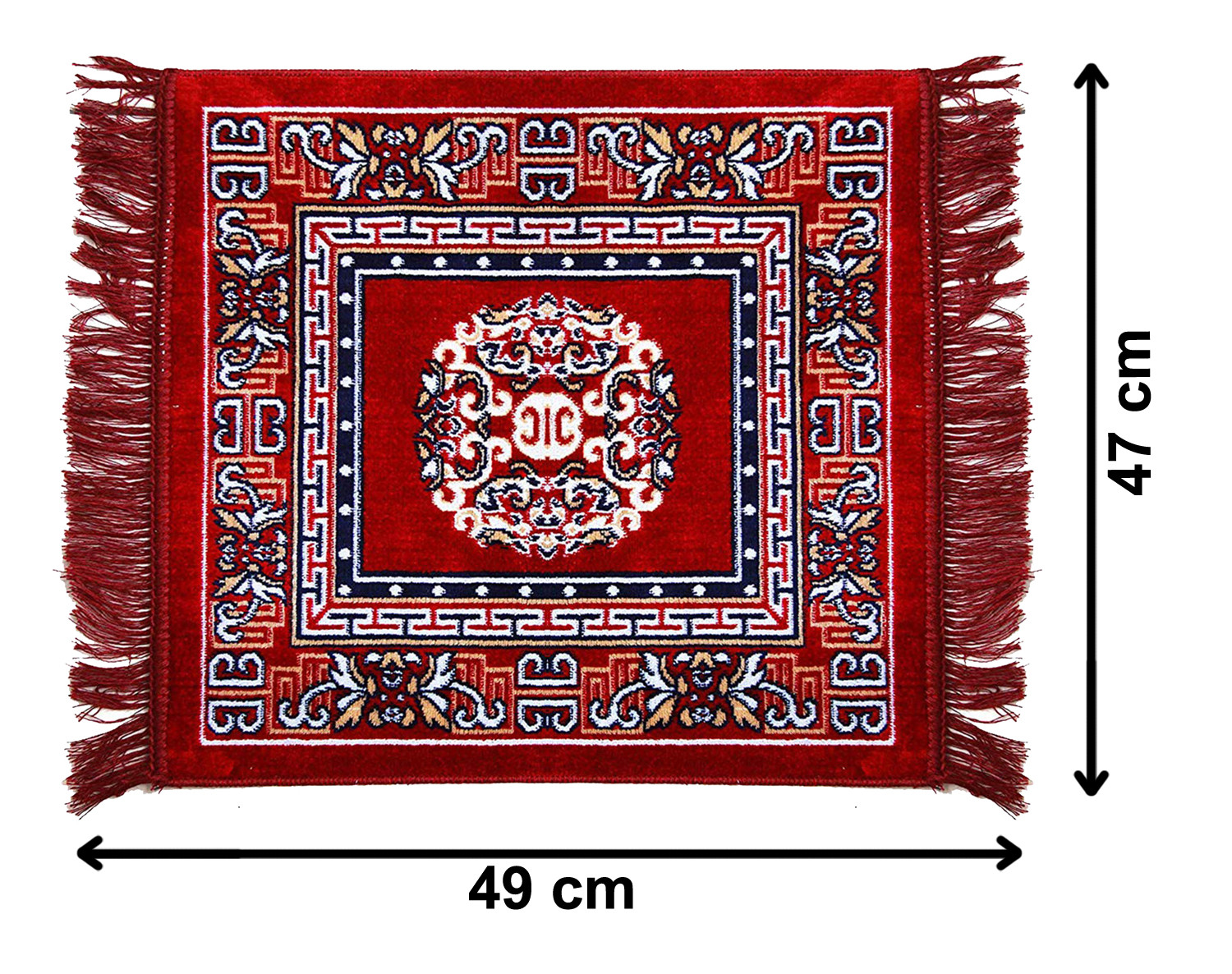 Kuber Industries Rangoli Design Velvet Square Pooja Mat/Aasan/Meditation Mat/Prayer Mat (Maroon)