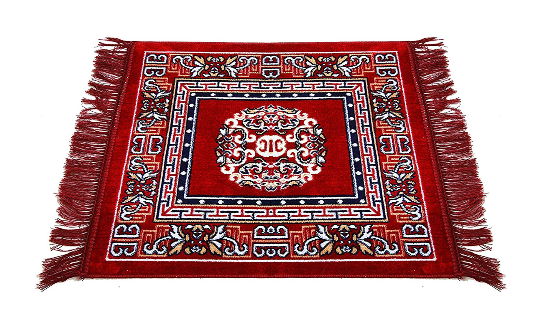 Kuber Industries Rangoli Design Velvet Square Pooja Mat/Aasan/Meditation Mat/Prayer Mat (Maroon)