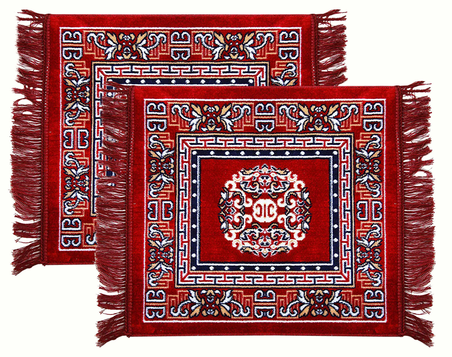 Kuber Industries Rangoli Design Velvet Square Pooja Mat/Aasan/Meditation Mat/Prayer Mat (Maroon)