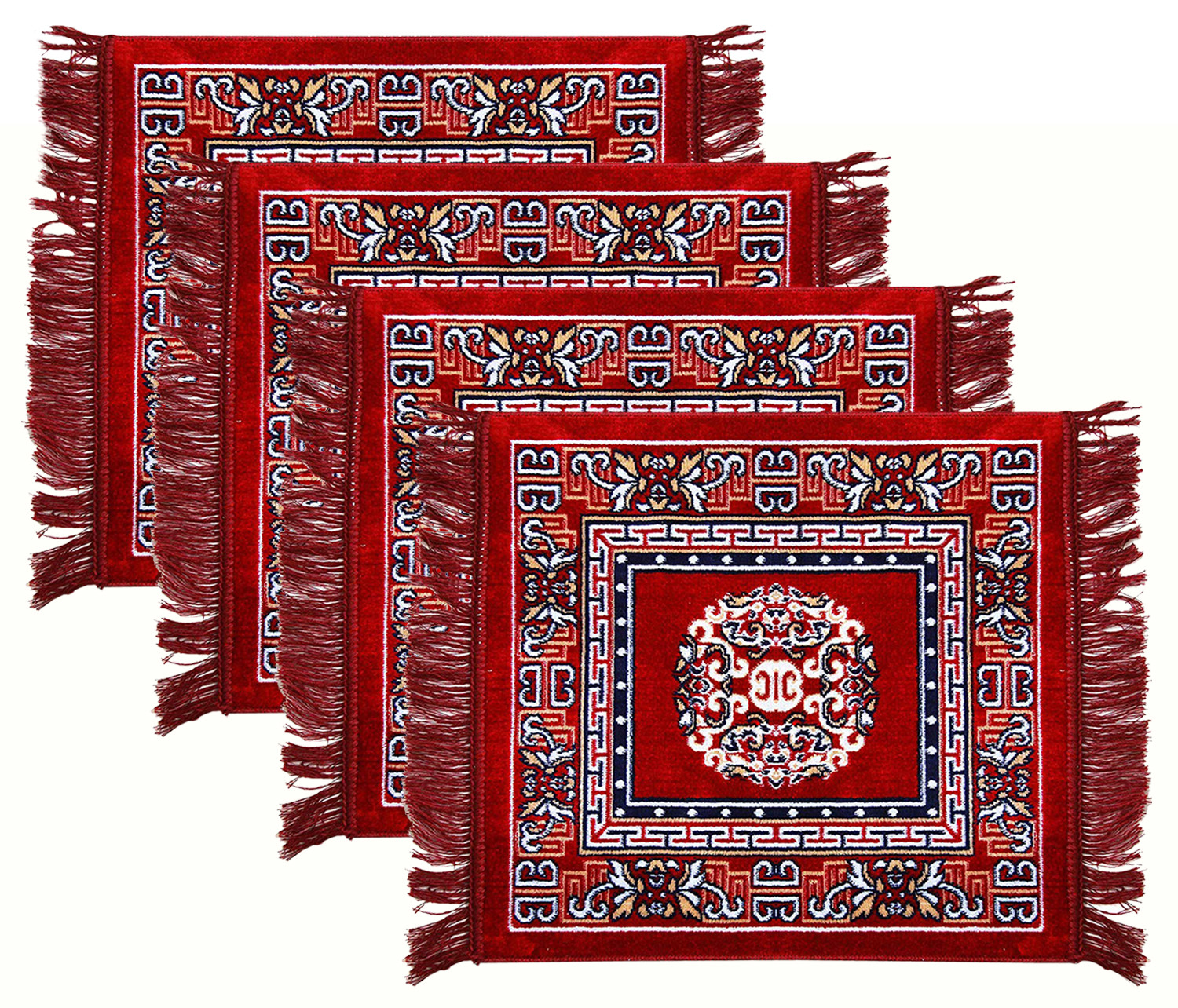 Kuber Industries Rangoli Design Velvet Square Pooja Mat/Aasan/Meditation Mat/Prayer Mat (Maroon)