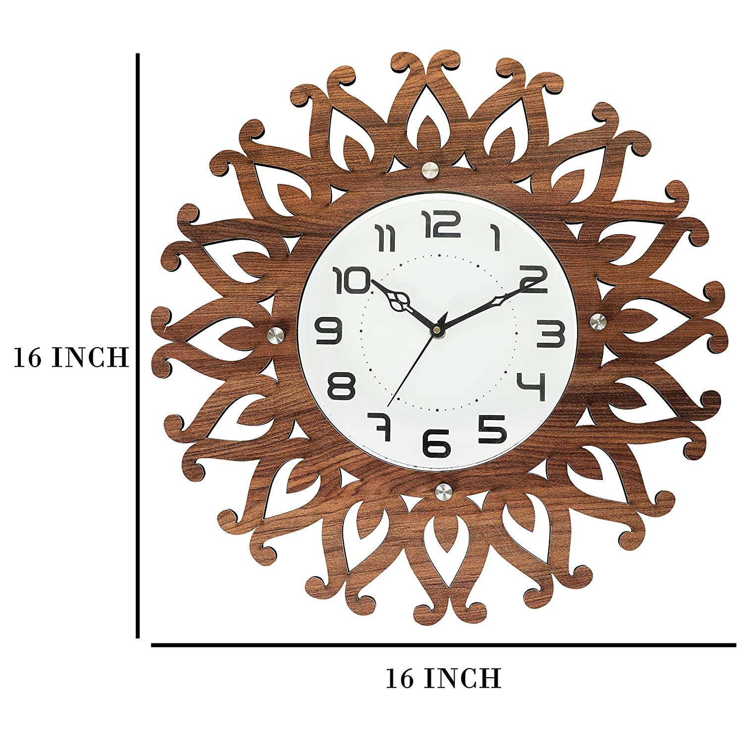 Kuber Industries Rangoli Design Wooden Wall Clock (Dark Brown)-HS40KUBMART23945