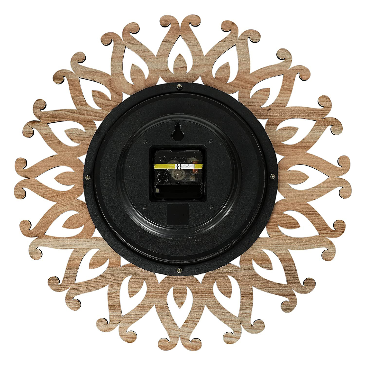 Kuber Industries Rangoli Design Wooden Wall Clock (Dark Brown)-HS40KUBMART23945