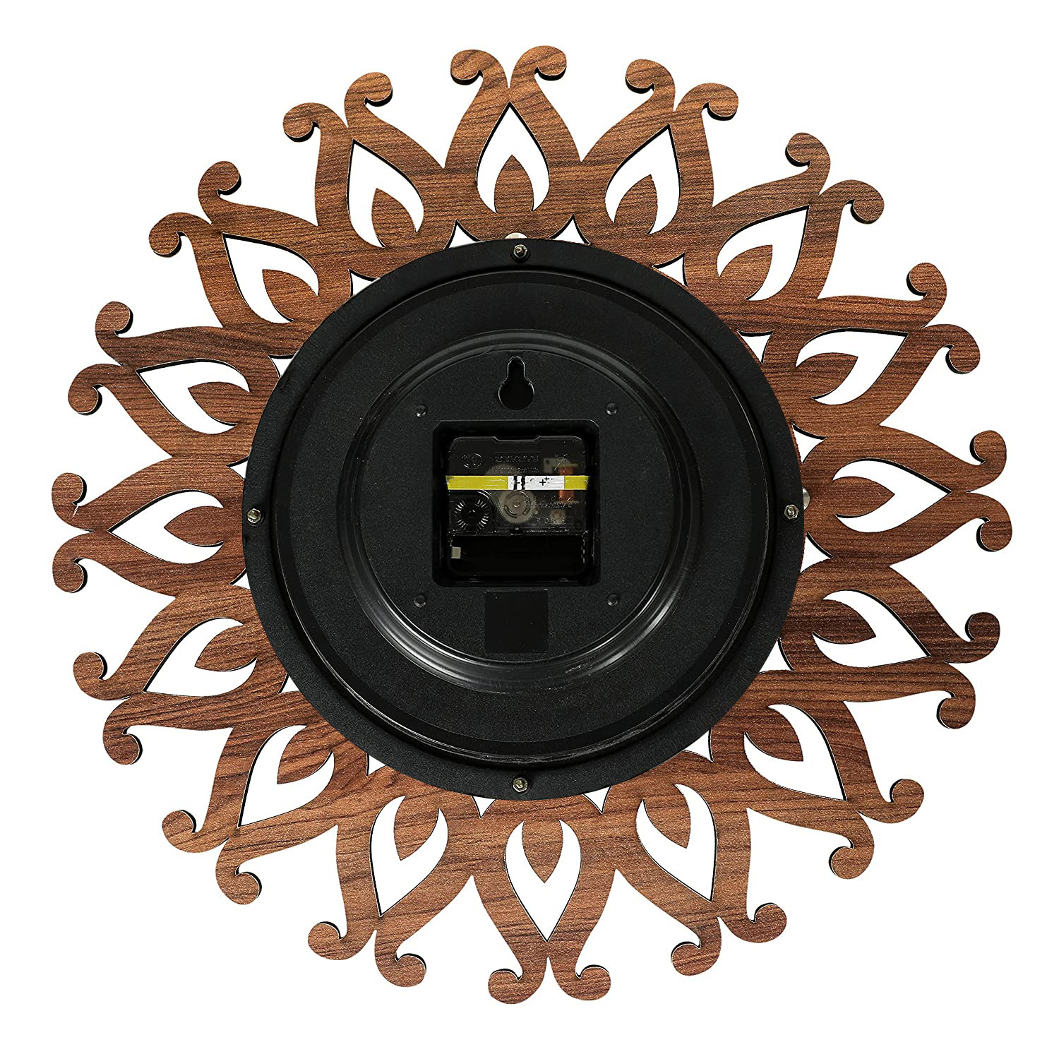 Kuber Industries Rangoli Design Wooden Wall Clock (Light Brown)-HS40KUBMART23943