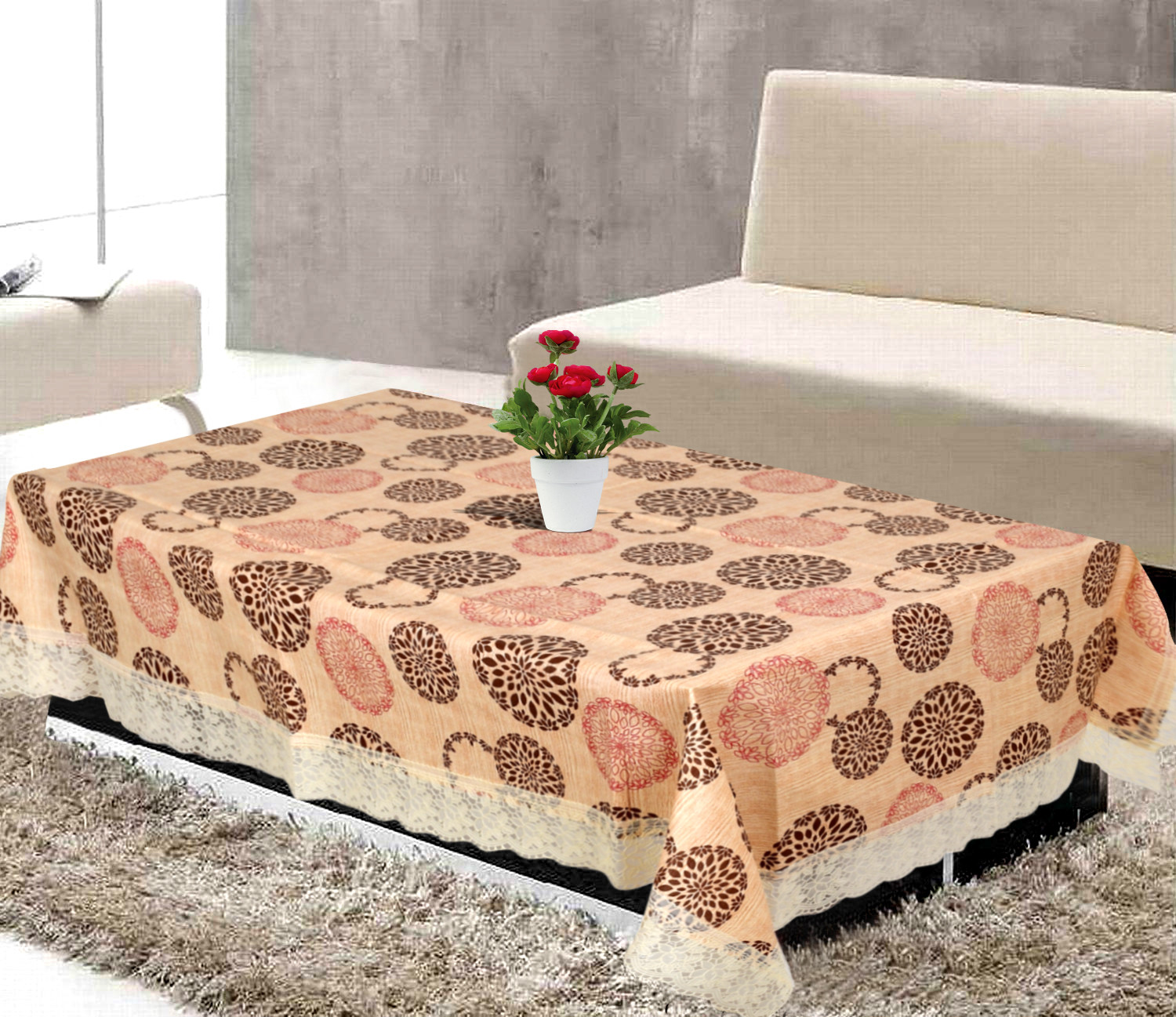 Kuber Industries Rangoli Print PVC 4 Seater Center Table Cover 40