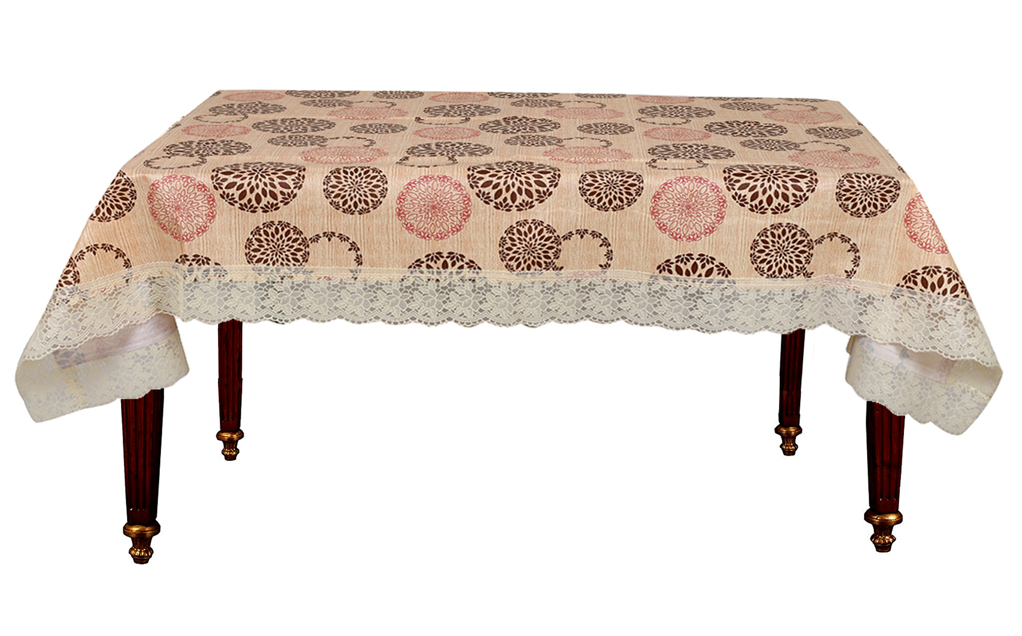 Kuber Industries Rangoli Print PVC 4 Seater Center Table Cover 40