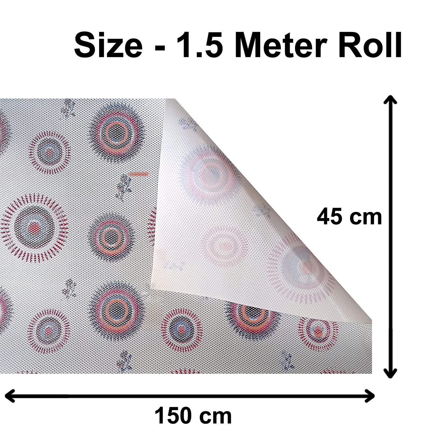 Kuber Industries Rangoli Print PVC Anti Slip Skid Shelf Mat Shelf Liner For Wardrobe Shelf Kitchen Drawer Cupboard Cabinet 150 Mtr White-HS38KUBMART21365