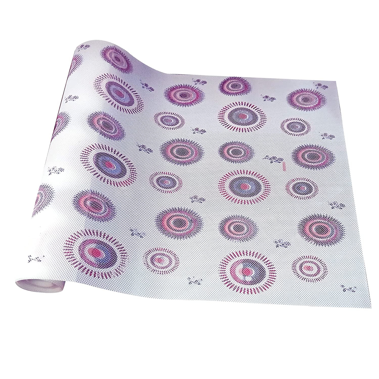 Kuber Industries Rangoli Print PVC Anti Slip Skid Shelf Mat, Shelf Liner For Wardrobe, Shelf, Kitchen Drawer, Cupboard Cabinet, 3 Mtr (White)-HS_38_KUBMART21367
