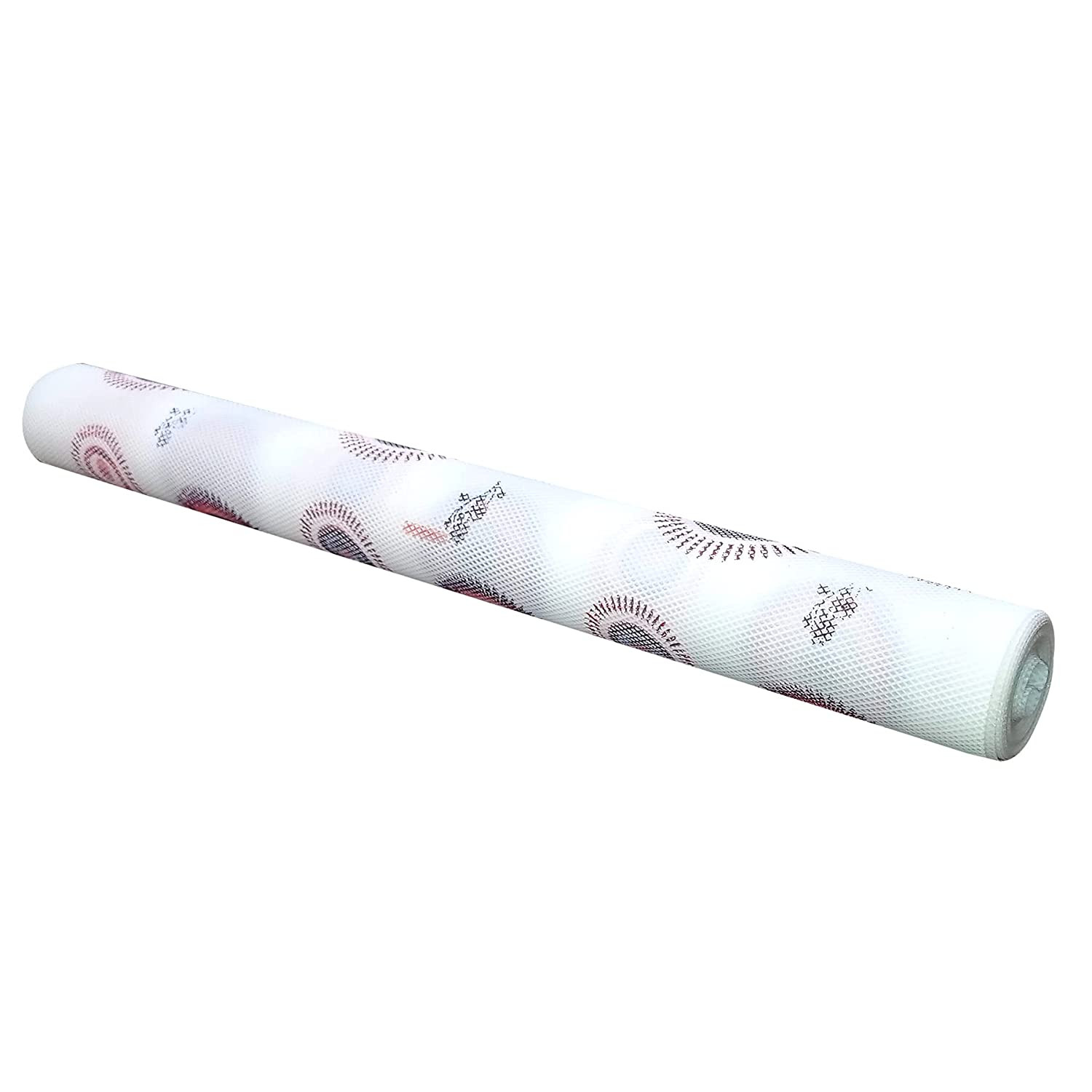 Kuber Industries Rangoli Print PVC Anti Slip Skid Shelf Mat, Shelf Liner For Wardrobe, Shelf, Kitchen Drawer, Cupboard Cabinet, 3 Mtr (White)-HS_38_KUBMART21367