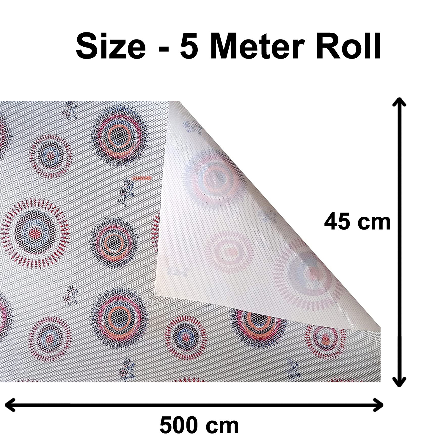 Kuber Industries Rangoli Print PVC Anti Slip Skid Shelf Mat, Shelf Liner For Wardrobe, Shelf, Kitchen Drawer, Cupboard Cabinet, 5 Mtr (White)-HS_38_KUBMART21369