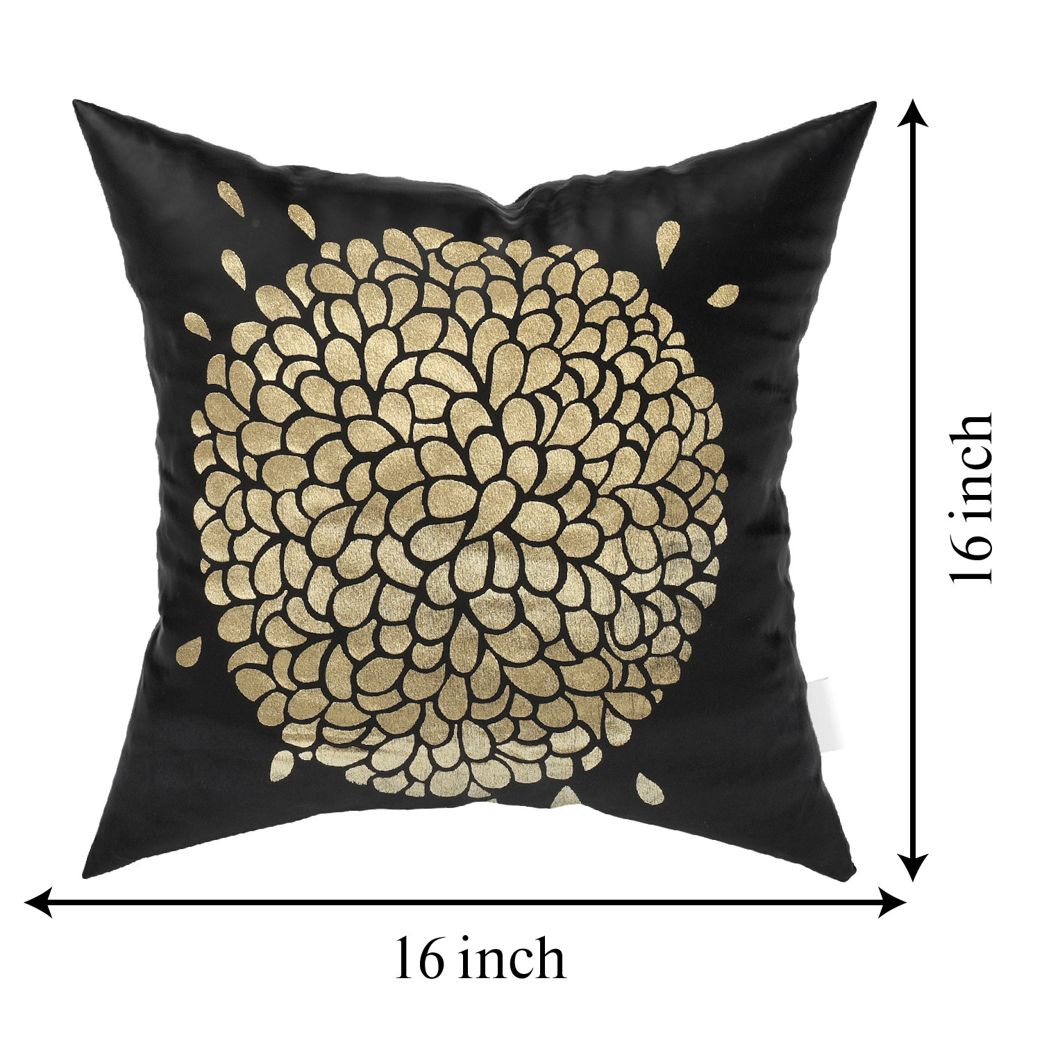 Kuber Industries Rangoli Print Soft Decorative Square Cushion Cover, Cushion Case For Sofa Couch Bed 16x16 Inch-(Black)