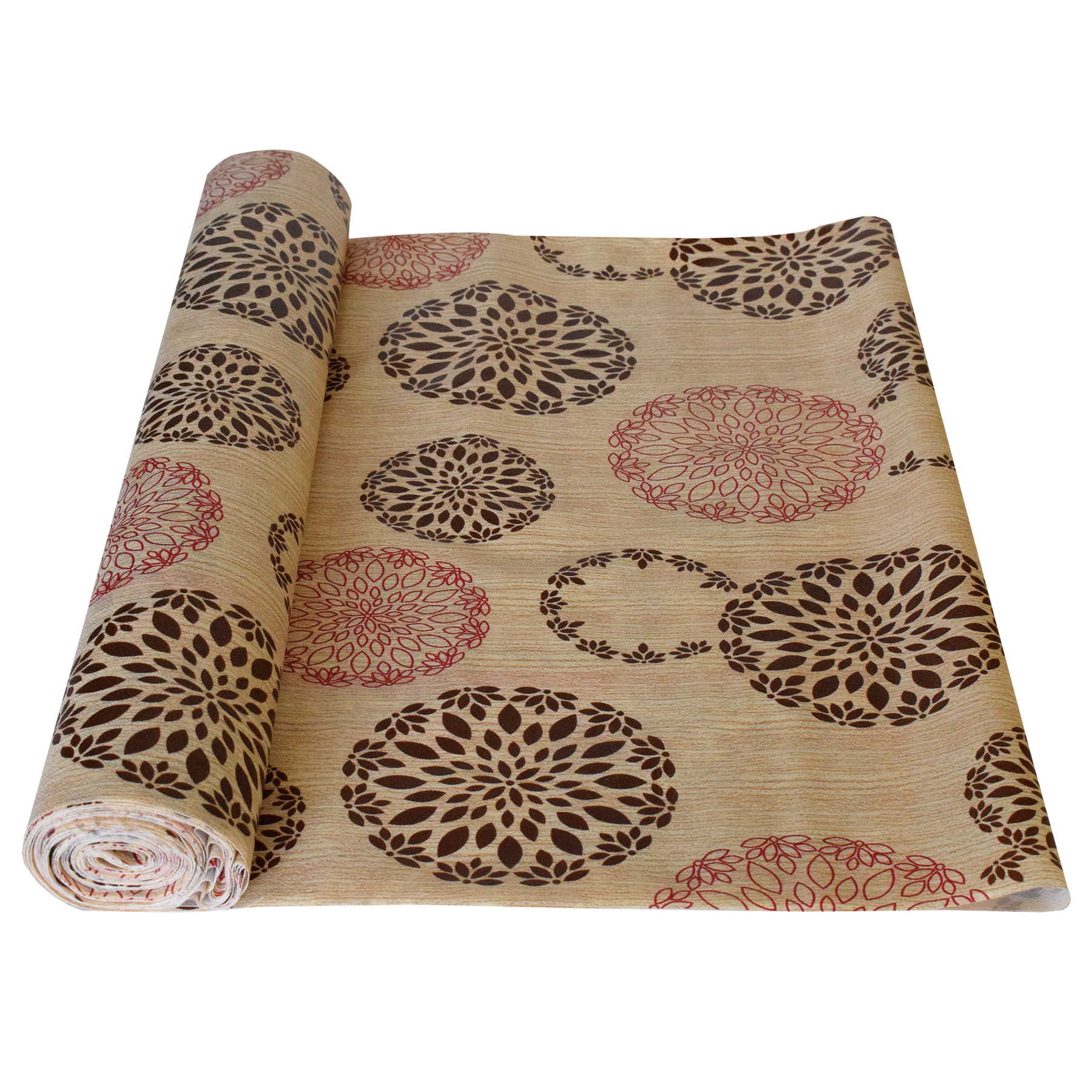 Kuber Industries Rangoli Printed PVC Anti Slip Skid Shelf Mat, 10 Mtr (Sand)