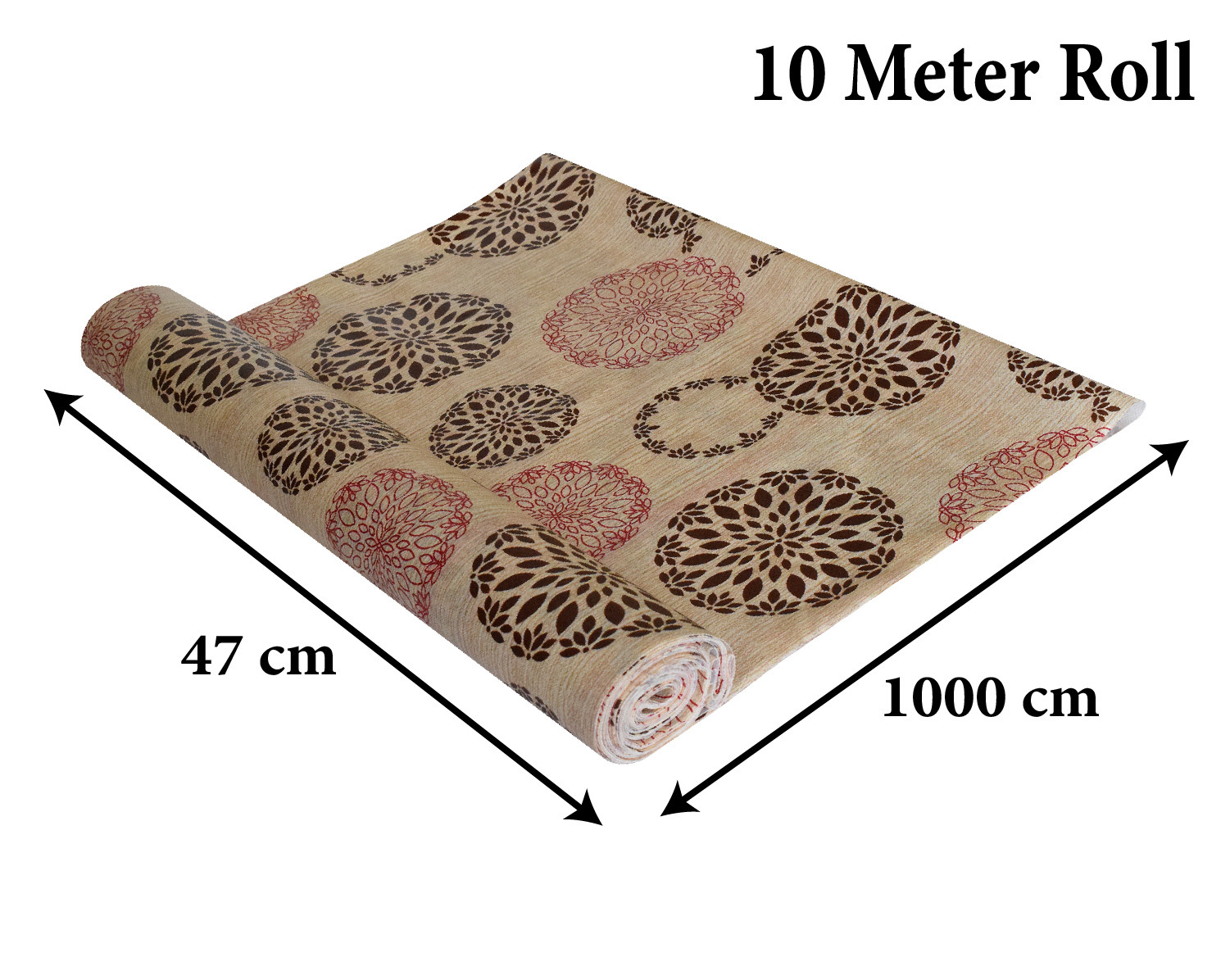 Kuber Industries Rangoli Printed PVC Anti Slip Skid Shelf Mat, 10 Mtr (Sand)