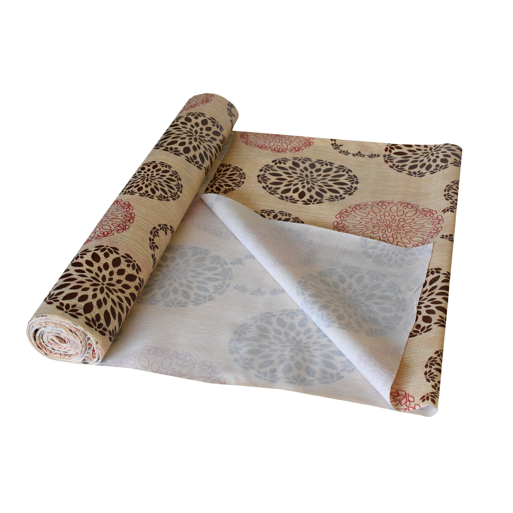 Kuber Industries Rangoli Printed PVC Anti Slip Skid Shelf Mat, 10 Mtr (Sand)