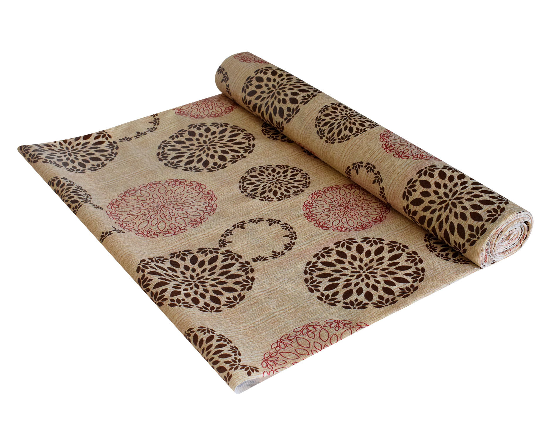 Kuber Industries Rangoli Printed PVC Anti Slip Skid Shelf Mat, 5 Mtr (Sand)