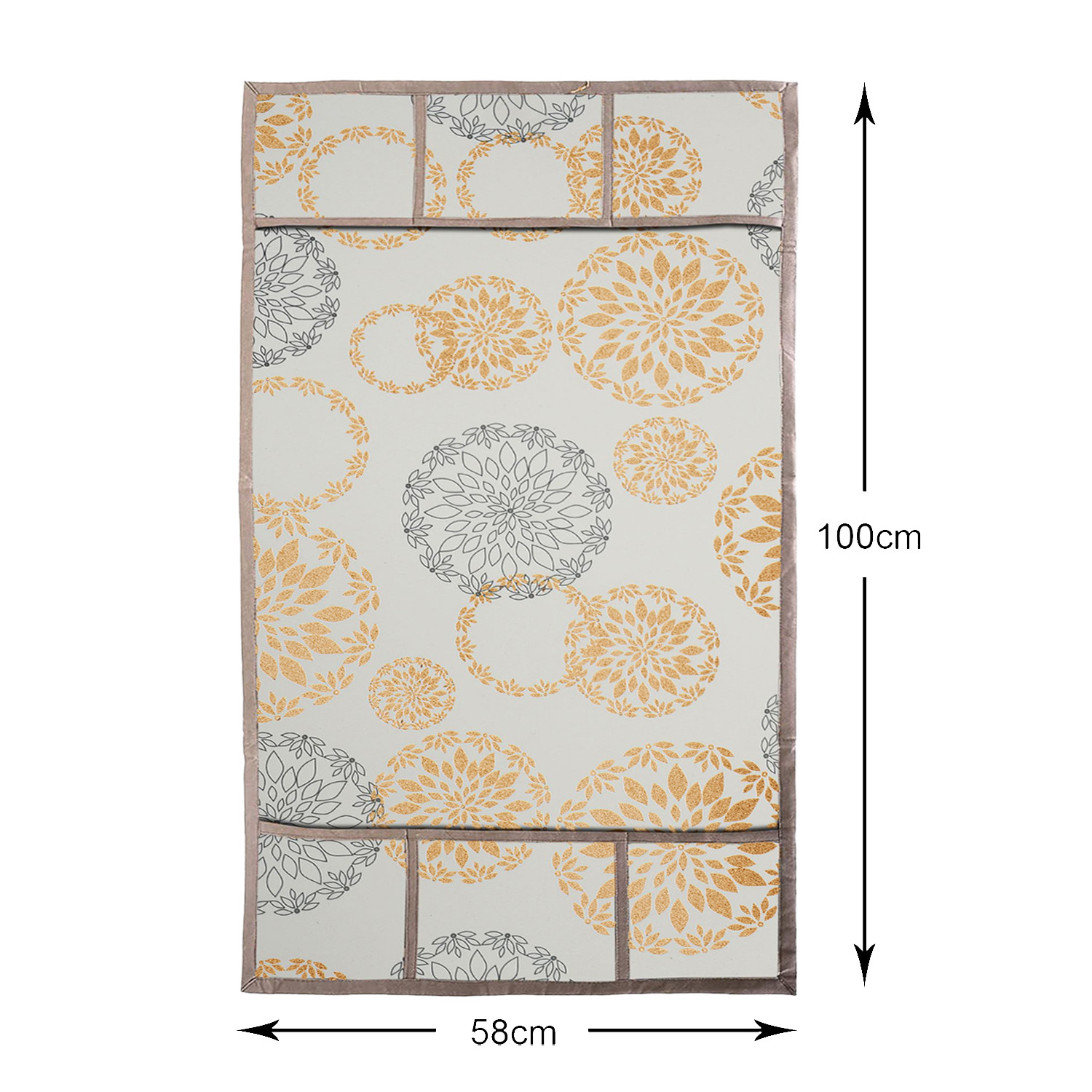 Kuber Industries Rangoli Printed PVC Fridge Top Cover, Protect For Scratches, Wear & Tear And Dust With 6 Utility Side Pockets (White)