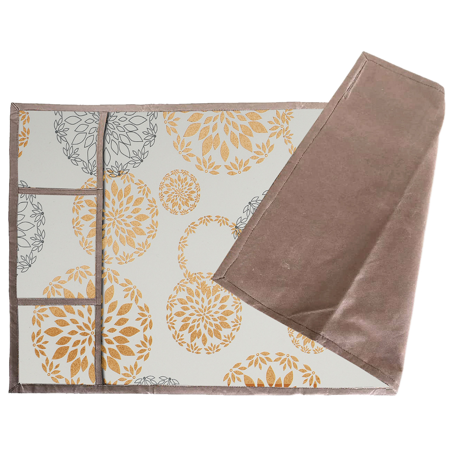 Kuber Industries Rangoli Printed PVC Fridge Top Cover, Protect For Scratches, Wear & Tear And Dust With 6 Utility Side Pockets (White)