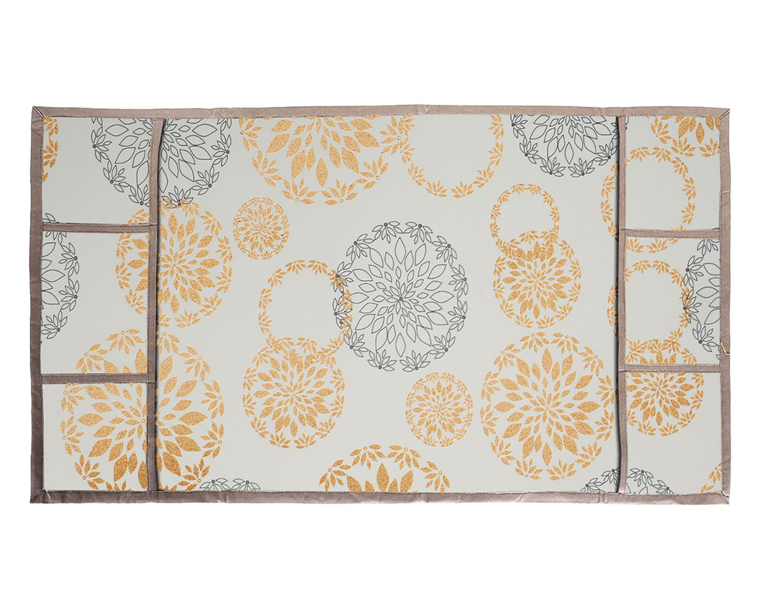 Kuber Industries Rangoli Printed PVC Fridge Top Cover, Protect For Scratches, Wear & Tear And Dust With 6 Utility Side Pockets (White)