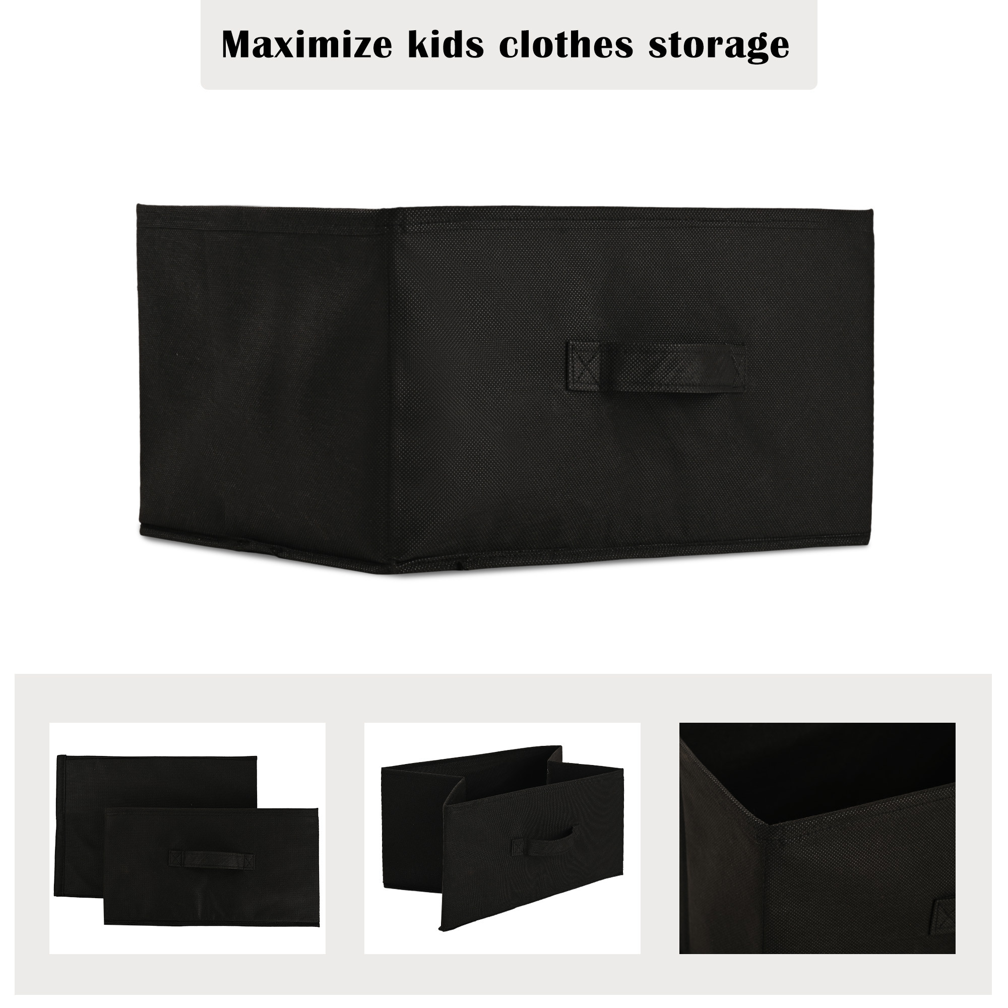 Kuber Industries Rectangle Foldable  Multipurpose Wardrobe Storage Organizer for Home  26 Litres Portable CupboardCloset Organiser Storage Box for Clothes  Toys  Plain - Black