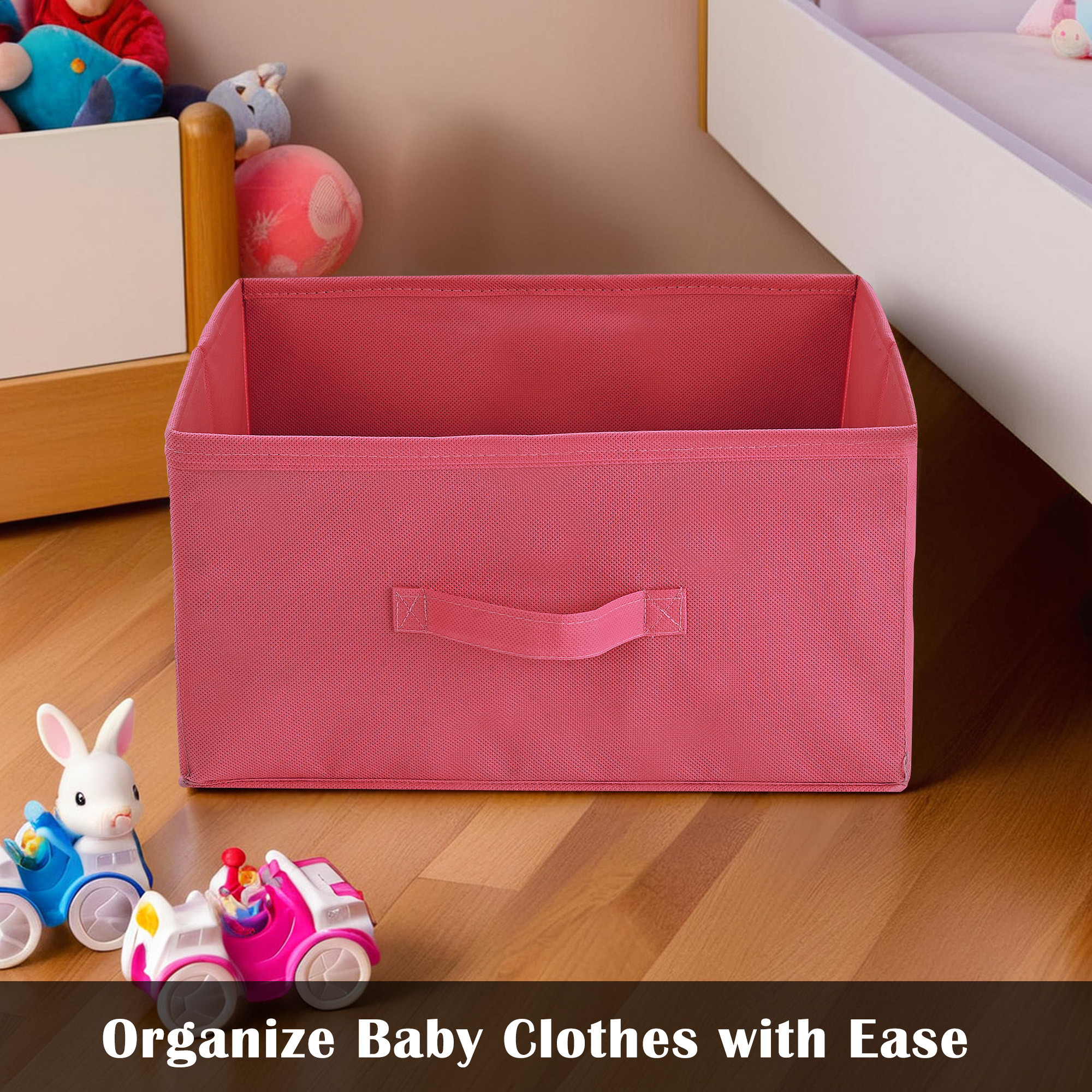 Kuber Industries Rectangle Foldable  Multipurpose Wardrobe Storage Organizer for Home  26 Litres Portable CupboardCloset Organiser Storage Box for Clothes  Toys  Plain - Pink