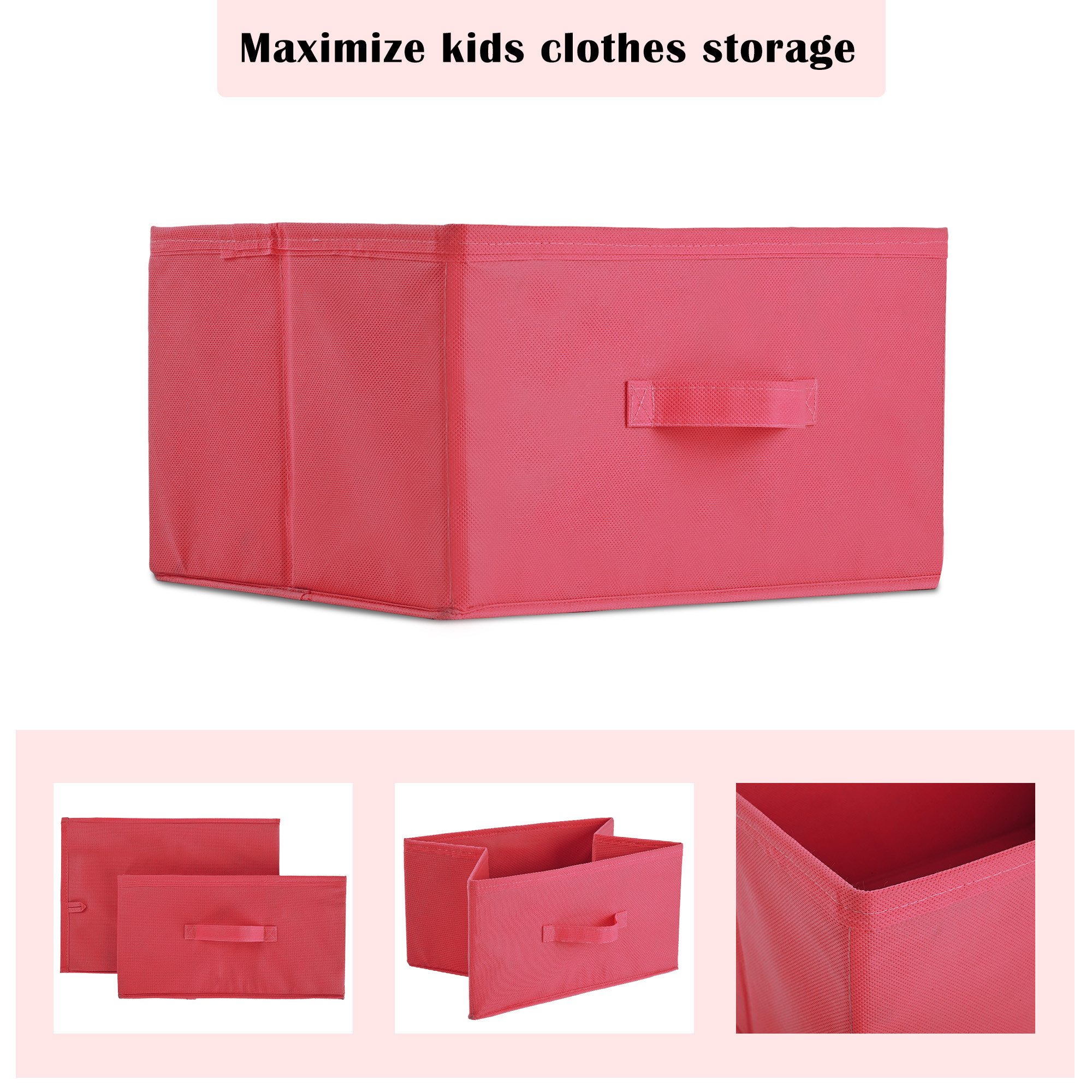 Kuber Industries Rectangle Foldable  Multipurpose Wardrobe Storage Organizer for Home  26 Litres Portable CupboardCloset Organiser Storage Box for Clothes  Toys  Plain - Pink