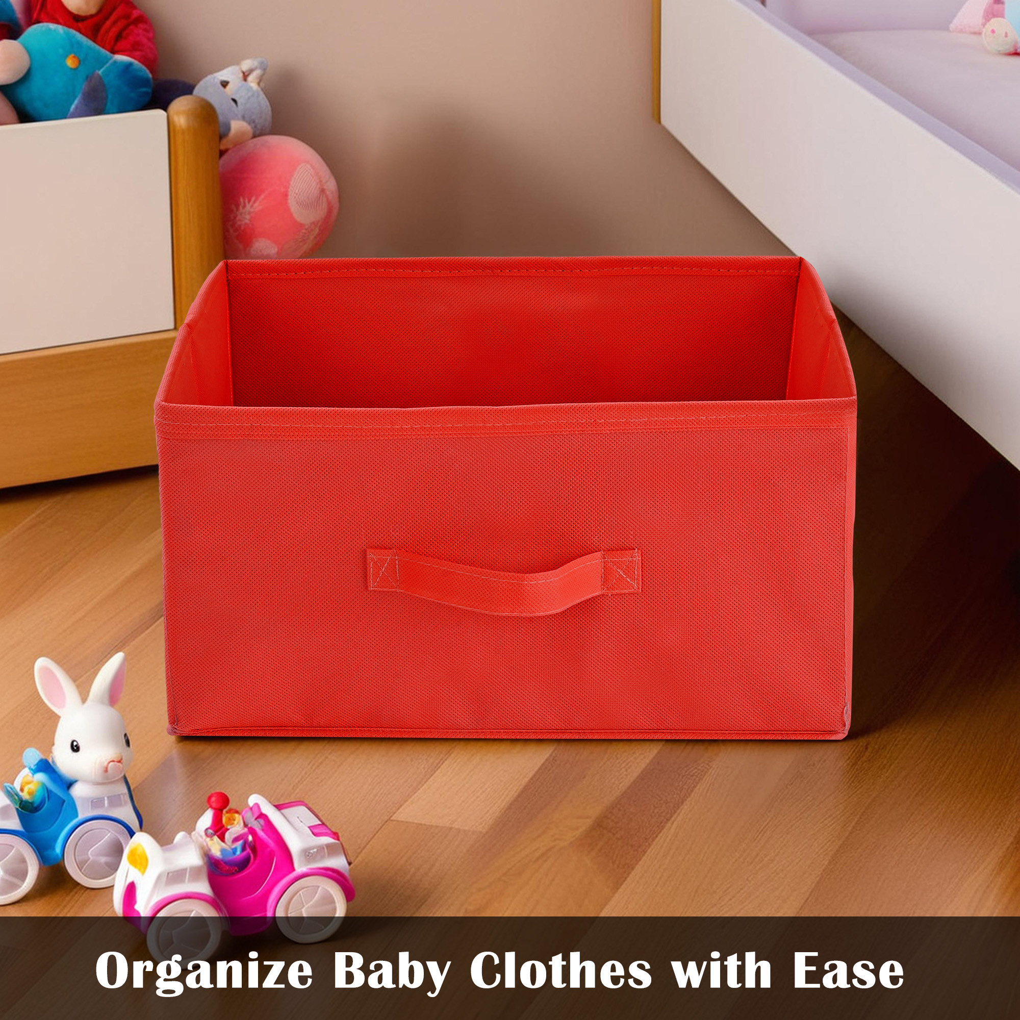 Kuber Industries Rectangle Foldable  Multipurpose Wardrobe Storage Organizer for Home  26 Litres Portable CupboardCloset Organiser Storage Box for Clothes  Toys  Plain - Red