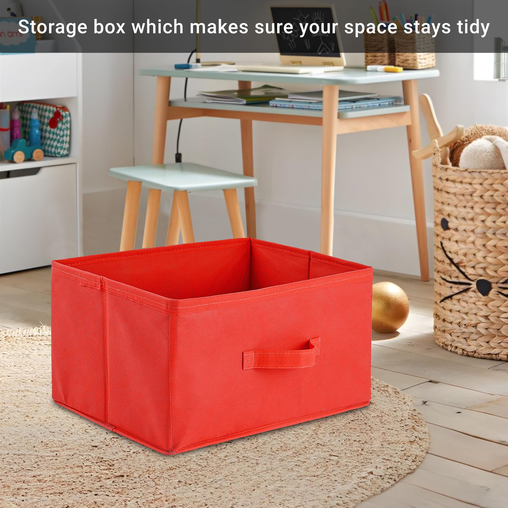 Kuber Industries Rectangle Foldable  Multipurpose Wardrobe Storage Organizer for Home  26 Litres Portable CupboardCloset Organiser Storage Box for Clothes  Toys  Plain - Red