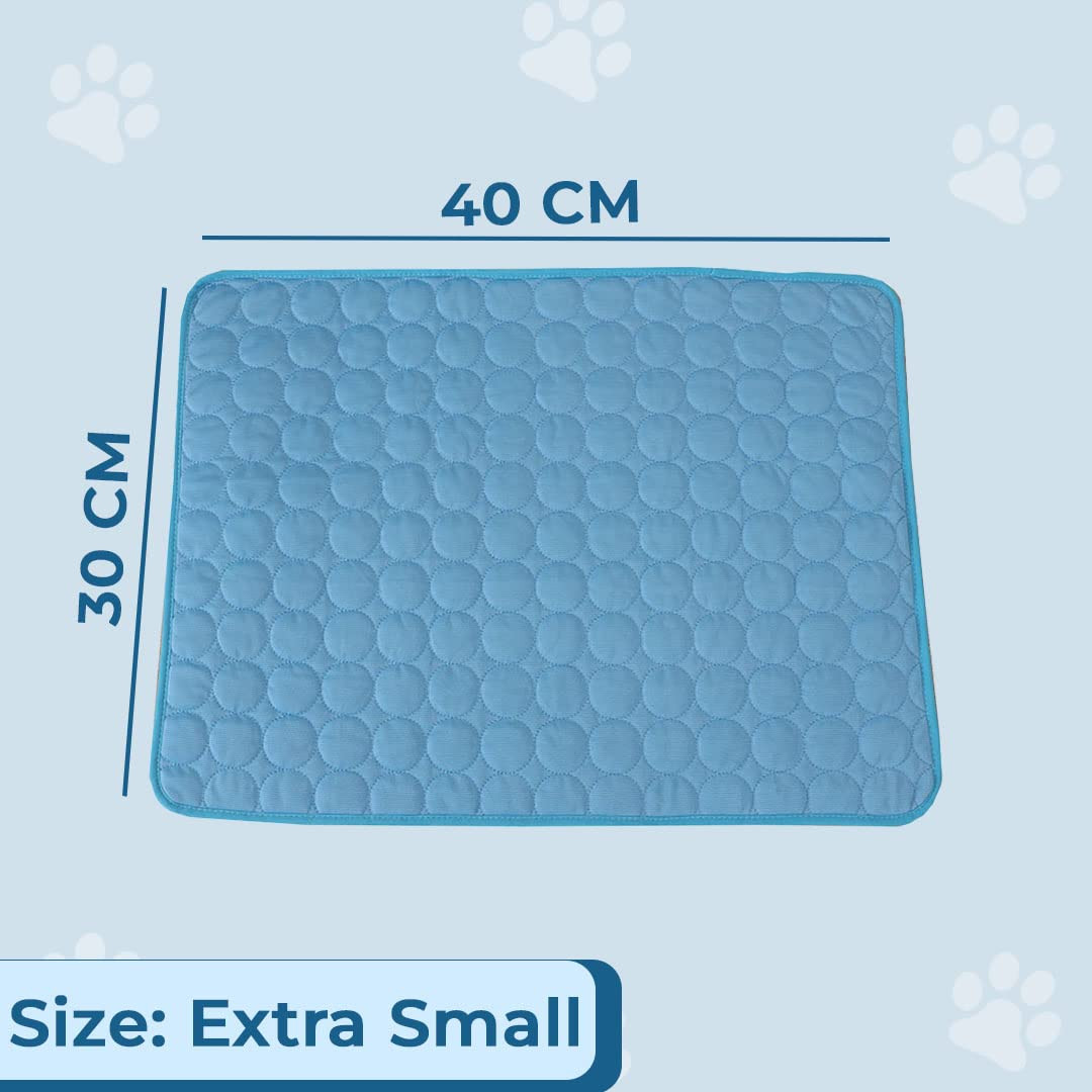 Kuber Industries Rectangular Dog & Cat Bed|Premium Cool Ice Silk with Polyester with Bottom Mesh|Multi-Utility Self-Cooling Pad for Dog & Cat|Light-Weight & Durable Dog Bed|ZQCJ001B-XS|Blue