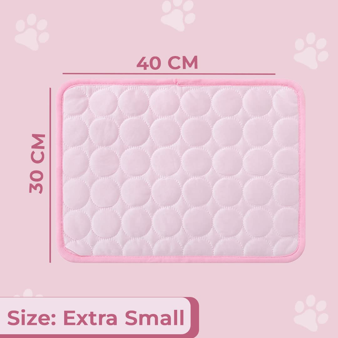 Kuber Industries Rectangular Dog & Cat Bed|Premium Cool Ice Silk with Polyester with Bottom Mesh|Multi-Utility Self-Cooling Pad for Dog & Cat|Light-Weight & Durable Dog Bed|ZQCJ001P-XS|Pink
