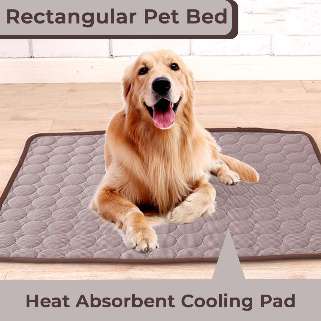 Kuber Industries Rectangular Dog & Cat Bed|Premium Cool Ice Silk with Polyester with Bottom Mesh|Multi-Utility Self-Cooling Pad for Dog & Cat|Light-Weight & Durable Dog Bed|ZQCJ001C-XS|Coffee