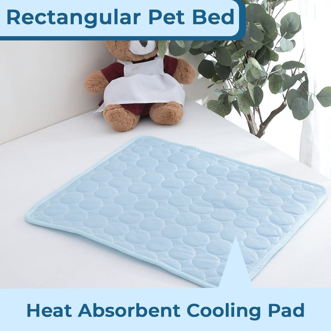 Kuber Industries Rectangular Dog & Cat Bed|Premium Cool Ice Silk with Polyester with Bottom Mesh|Multi-Utility Self-Cooling Pad for Dog & Cat|Light-Weight & Durable Dog Bed|ZQCJ001LB-XS|Light Blue